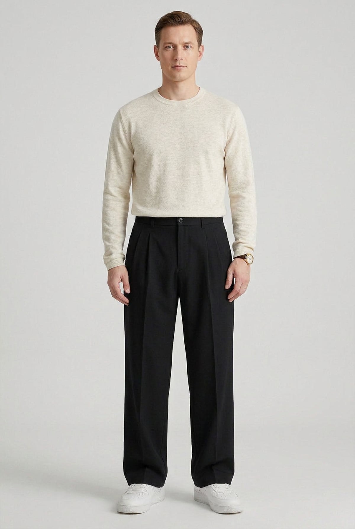 pantalon homme à pinces coupe droite en noir