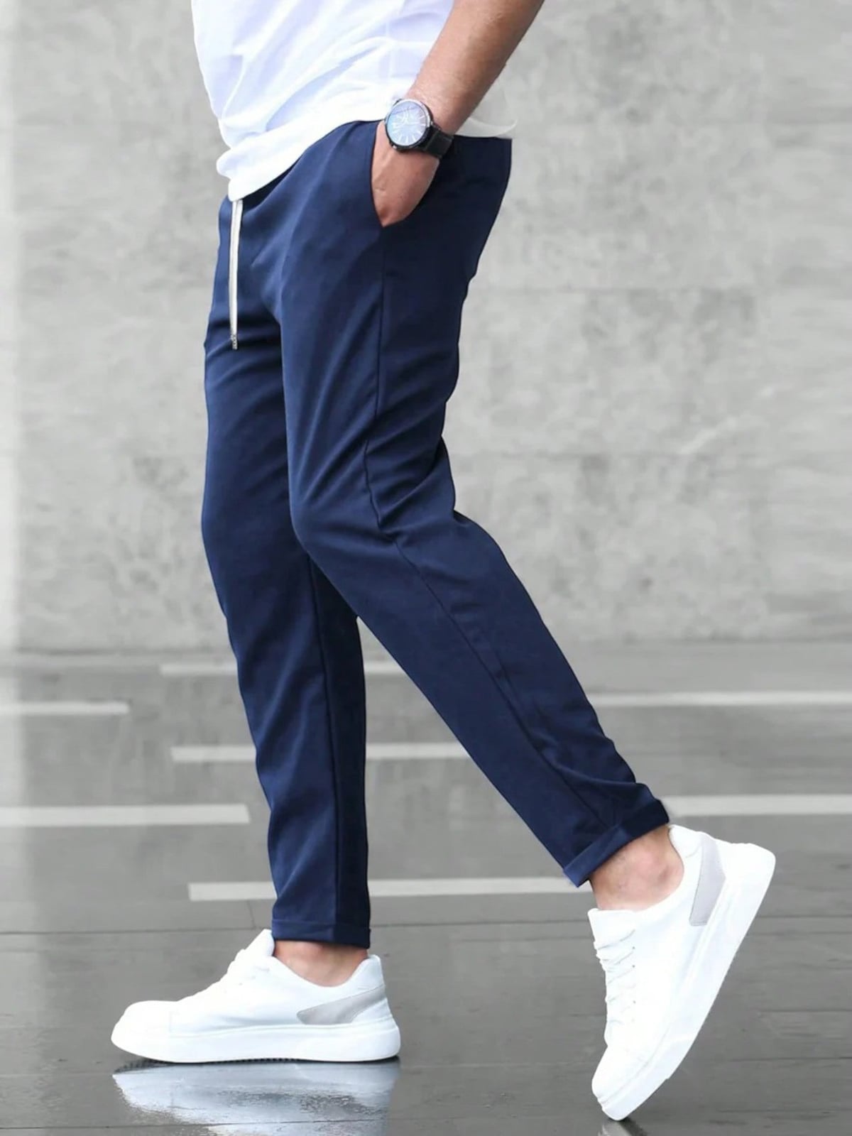 pantalon homme coupe slim taille élastiquée