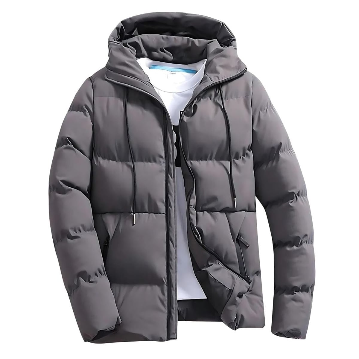 parka homme à capuche coupe droite en gris