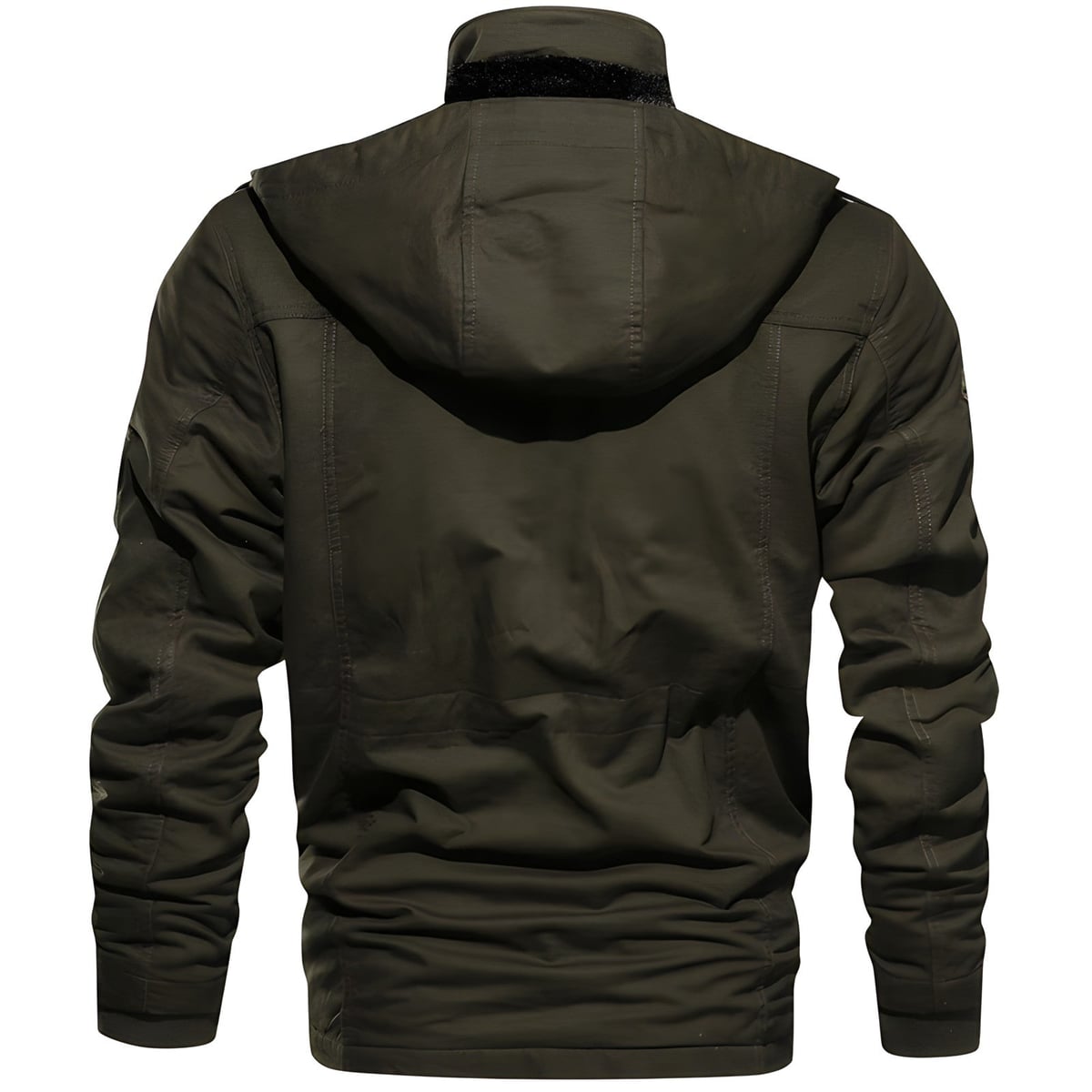parka homme doublée à capuche multi-poches en vert foncé