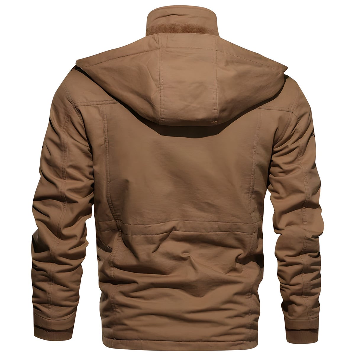 parka homme doublée à capuche multi-poches en marron