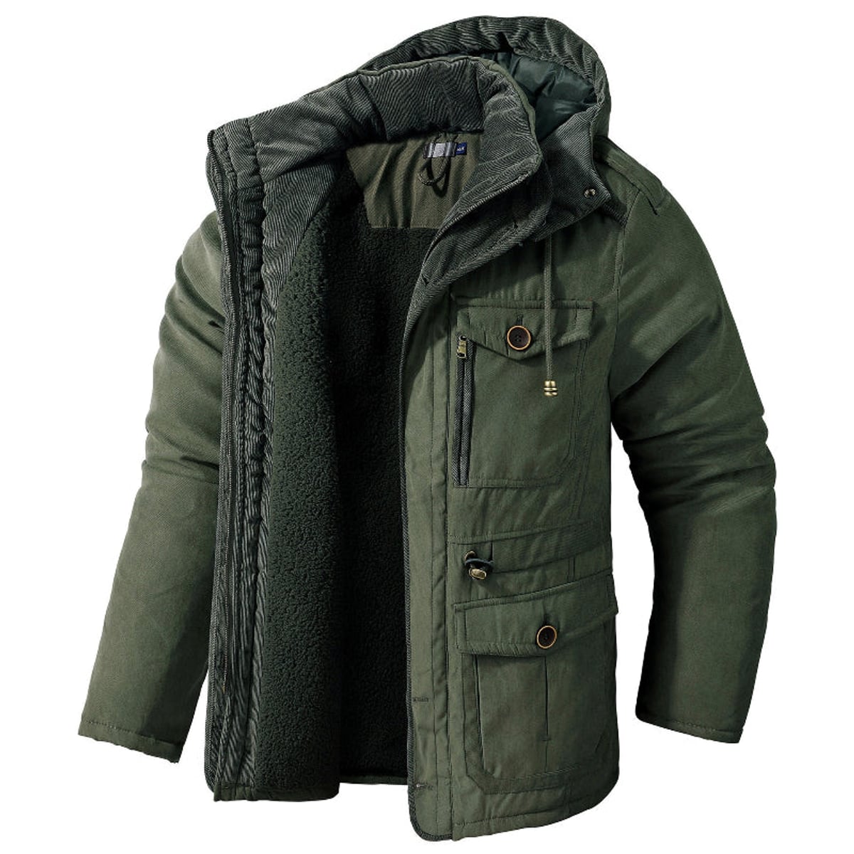 parka homme hiver à capuche doublée en vert