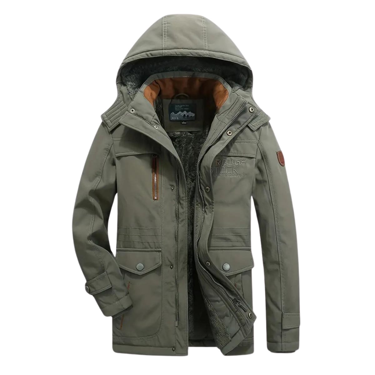 parka homme hiver imperméable à capuche doublée en vert