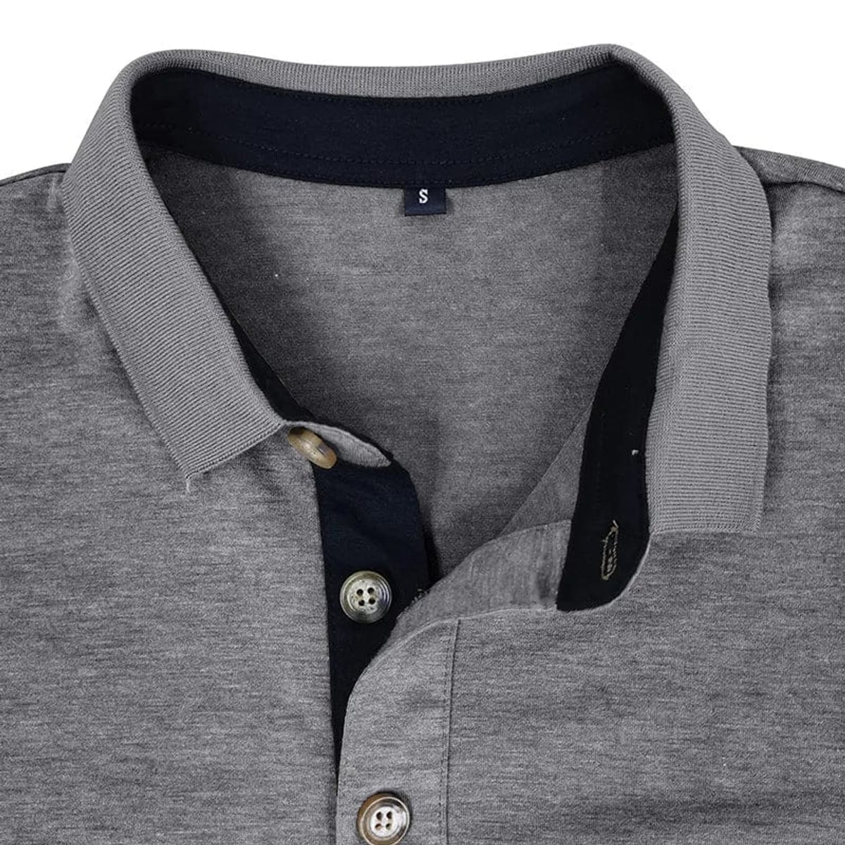 polo homme manches longues coupe régulière en gris clair