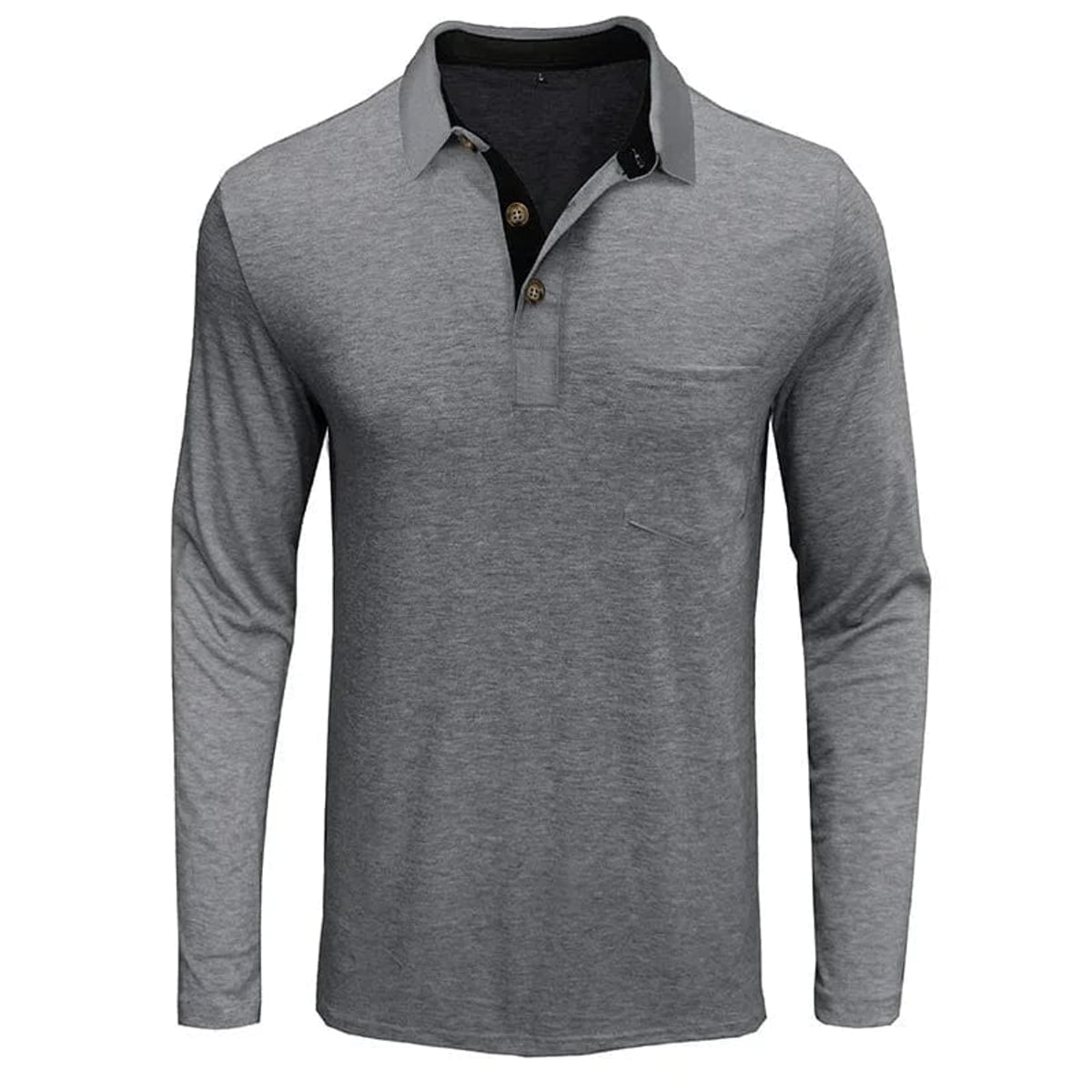 polo homme manches longues coupe régulière en gris clair