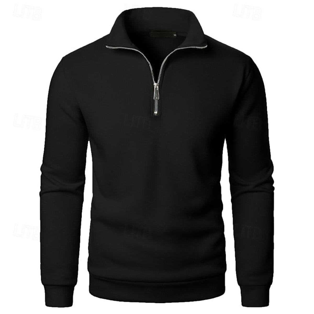 pull camionneur homme col zippé coupe ajustée en noir