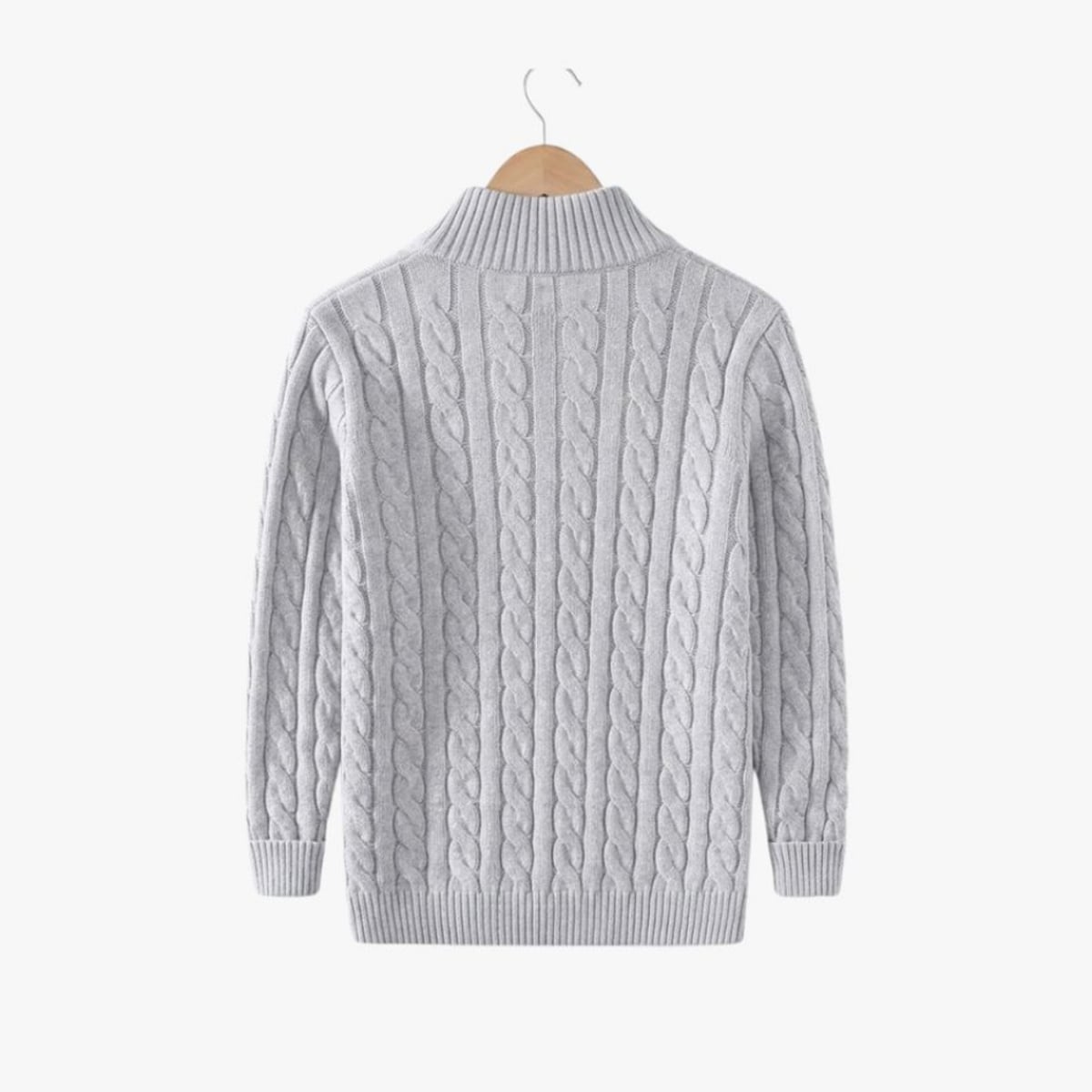 pull camionneur homme torsades demi-zip en gris