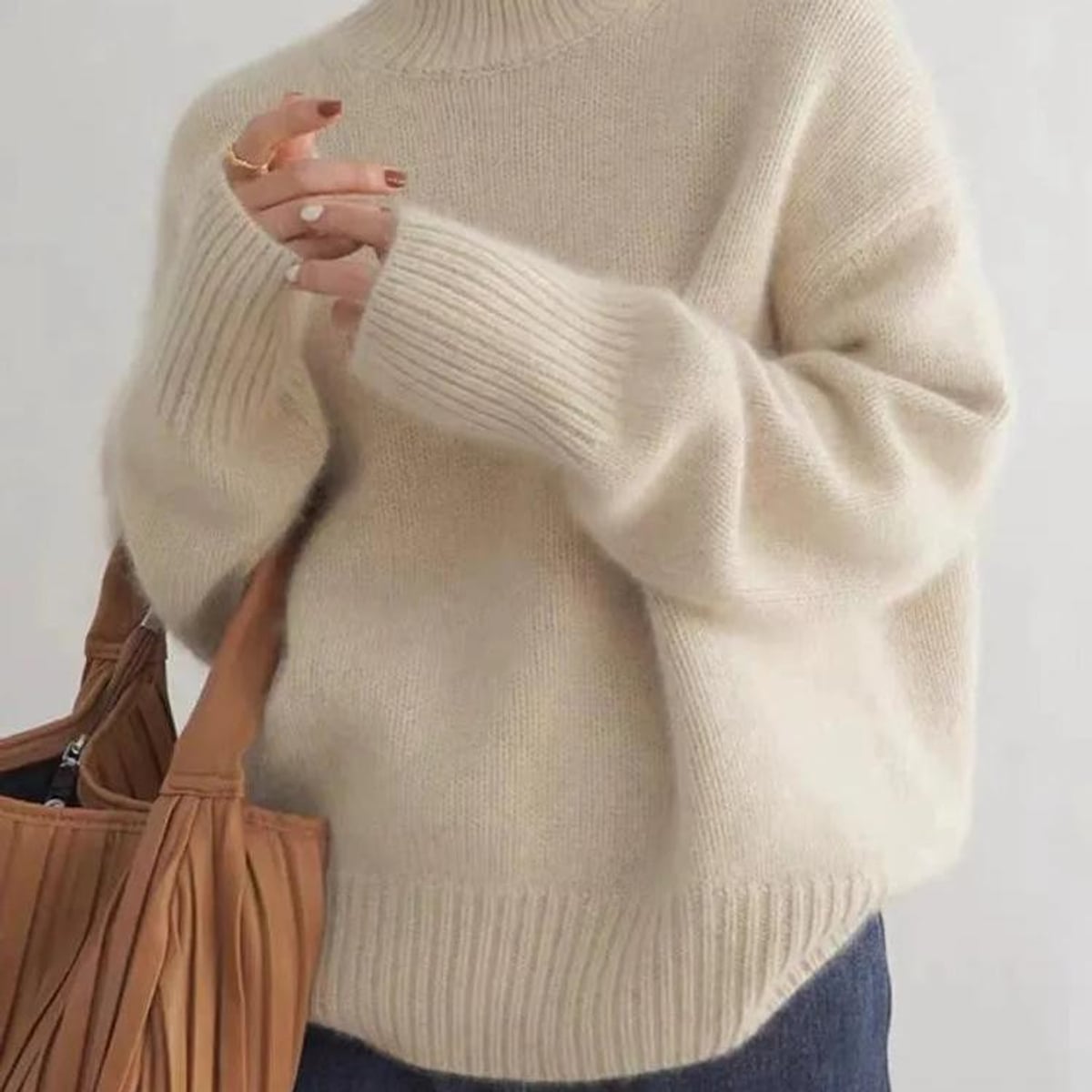 pull femme oversize col roulé