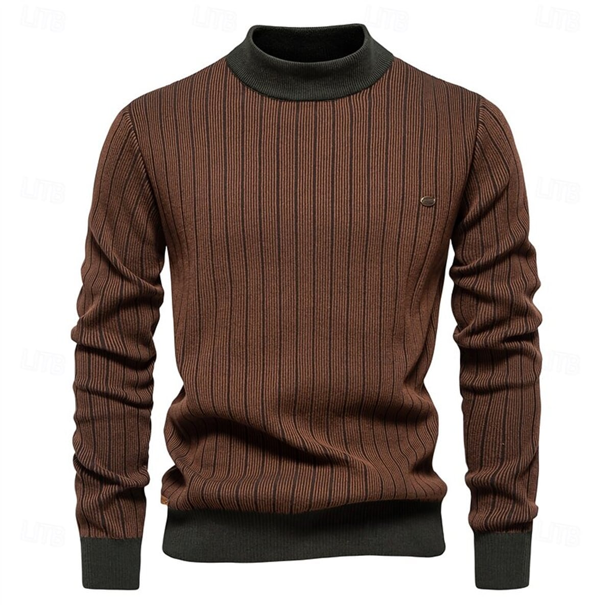 pull homme col camionneur rayures verticales en marron