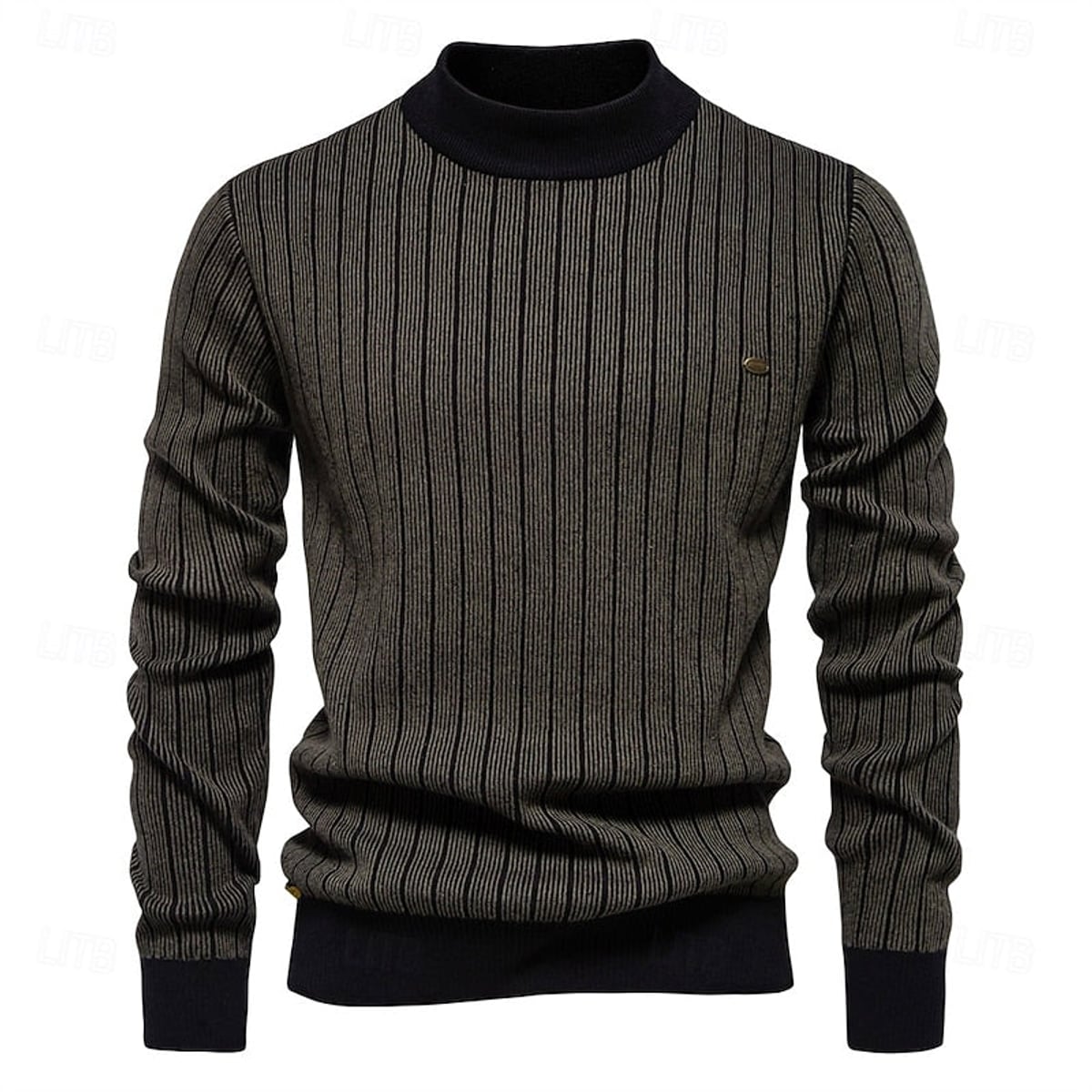 pull homme col camionneur rayures verticales en vert foncé