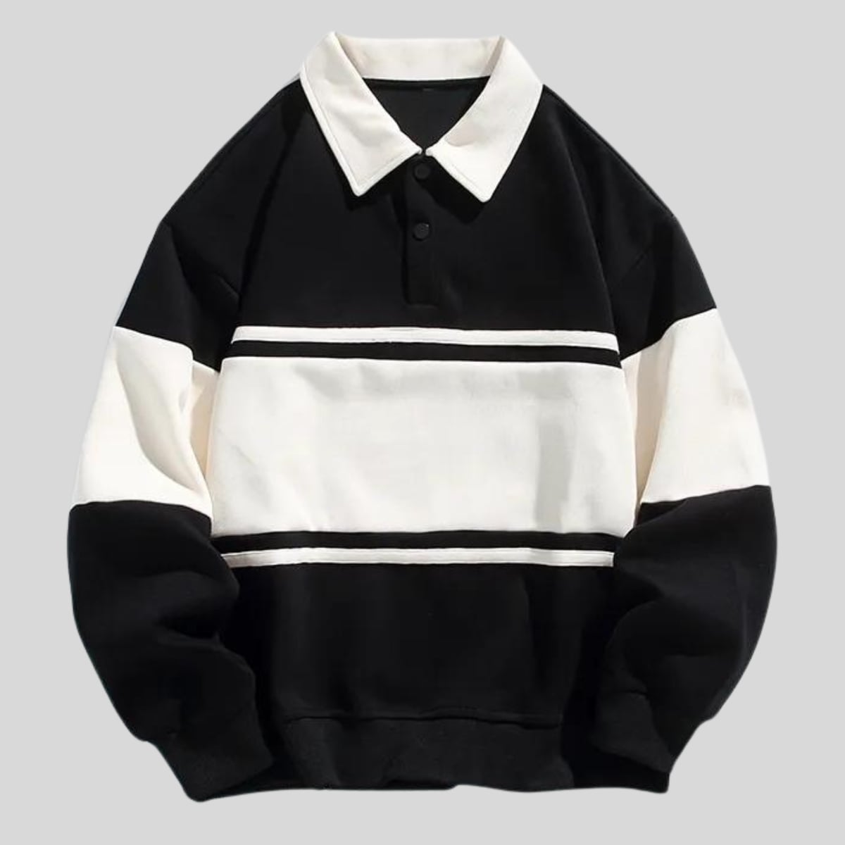 pull homme col polo coupe droite en noir