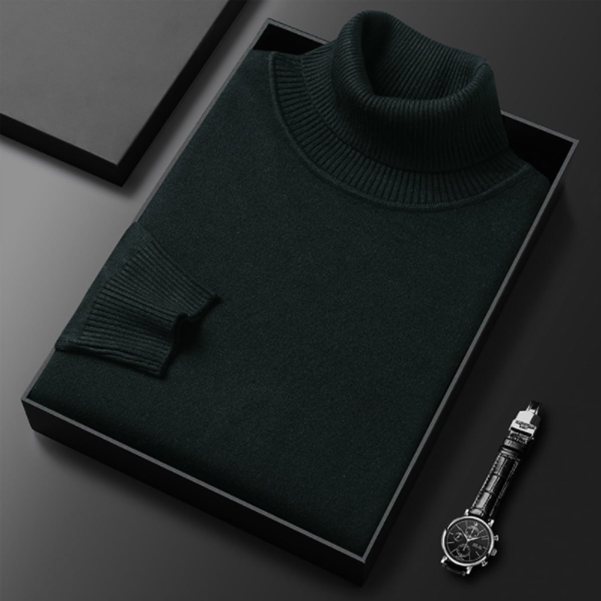 pull homme col roulé coupe ajustée en vert
