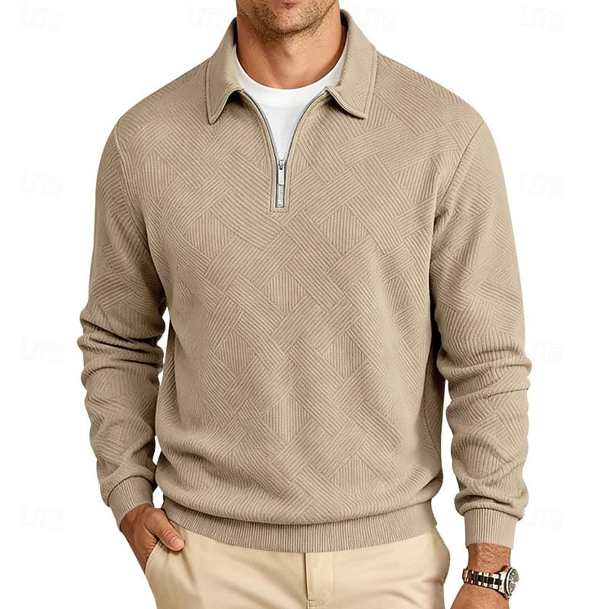 pull homme col zippé coupe régulière confort doux