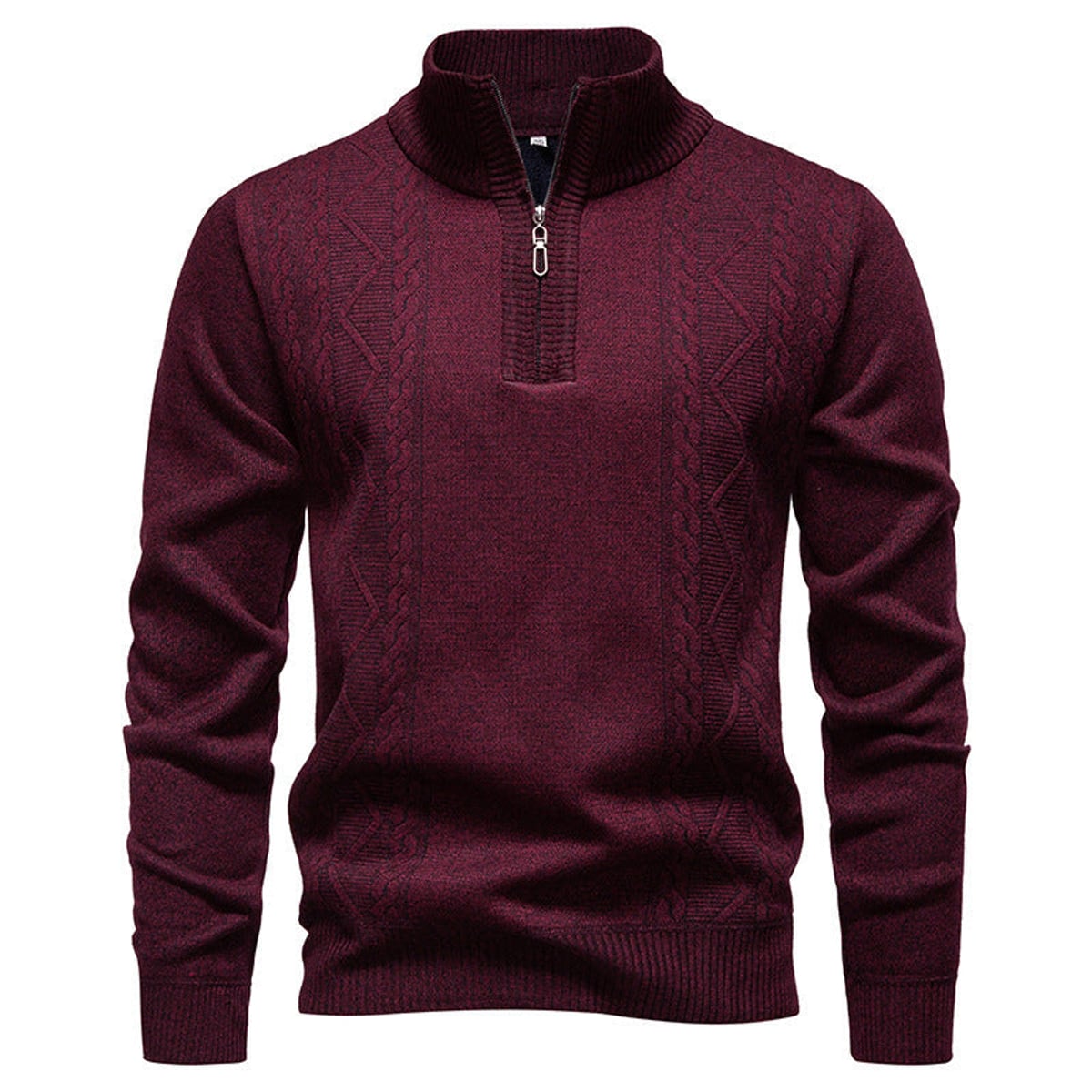 pull homme col zippé torsadé