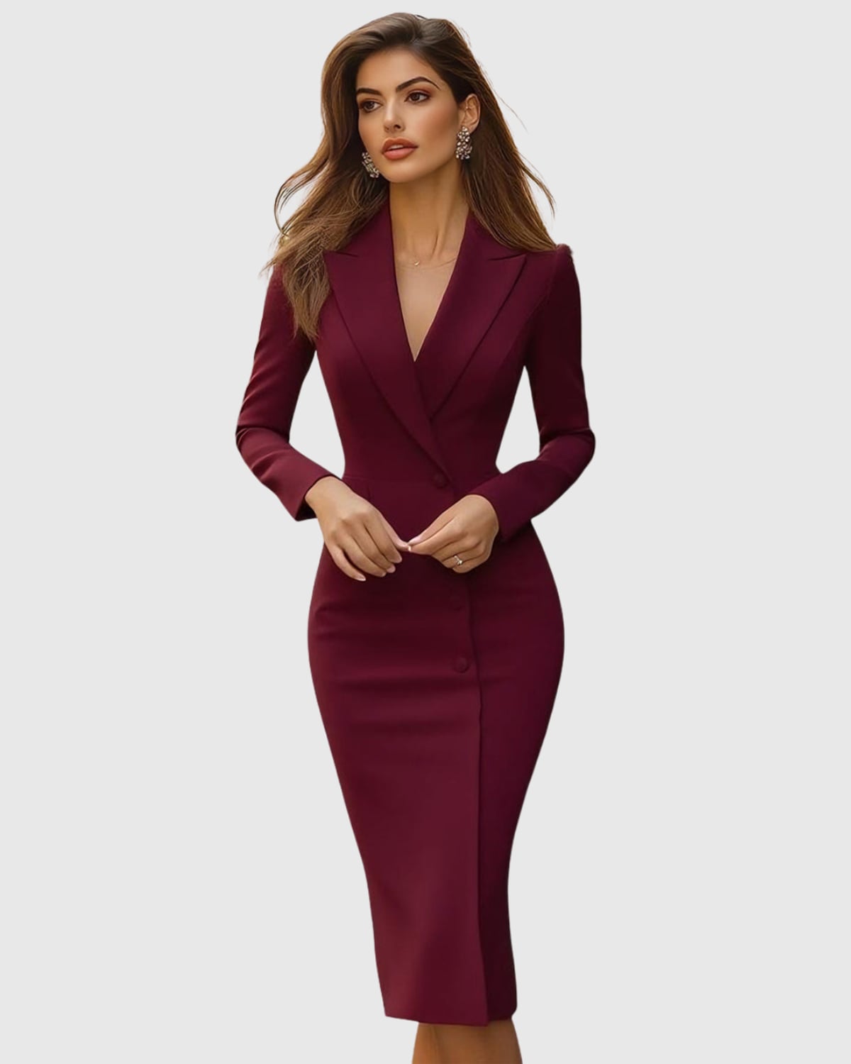 robe femme coupe fourreau col blazer en mûre