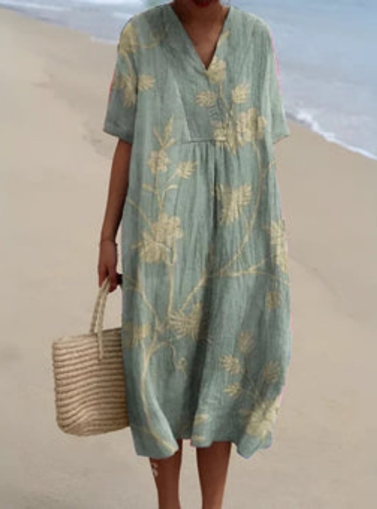 robe femme loose col en v imprimée en style 4