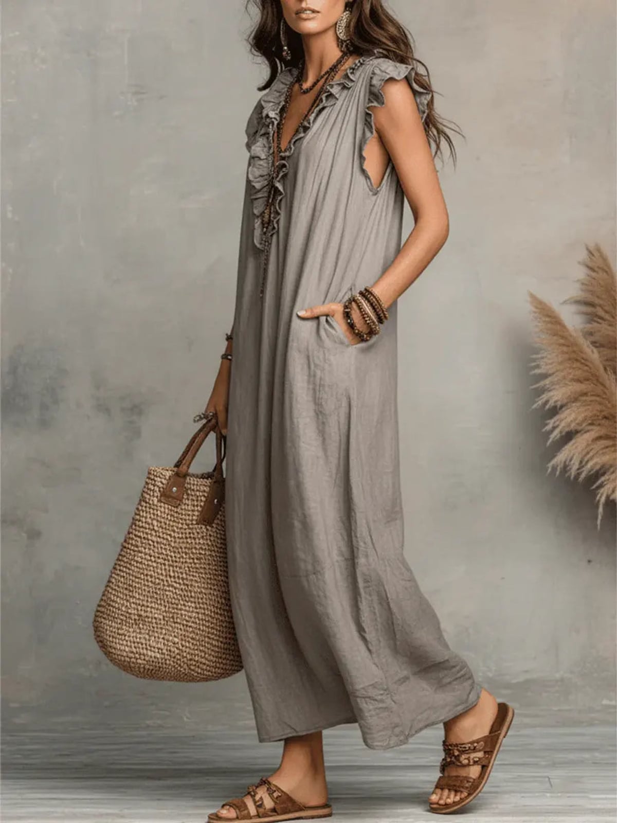 robe longue femme coupe fluide bohème