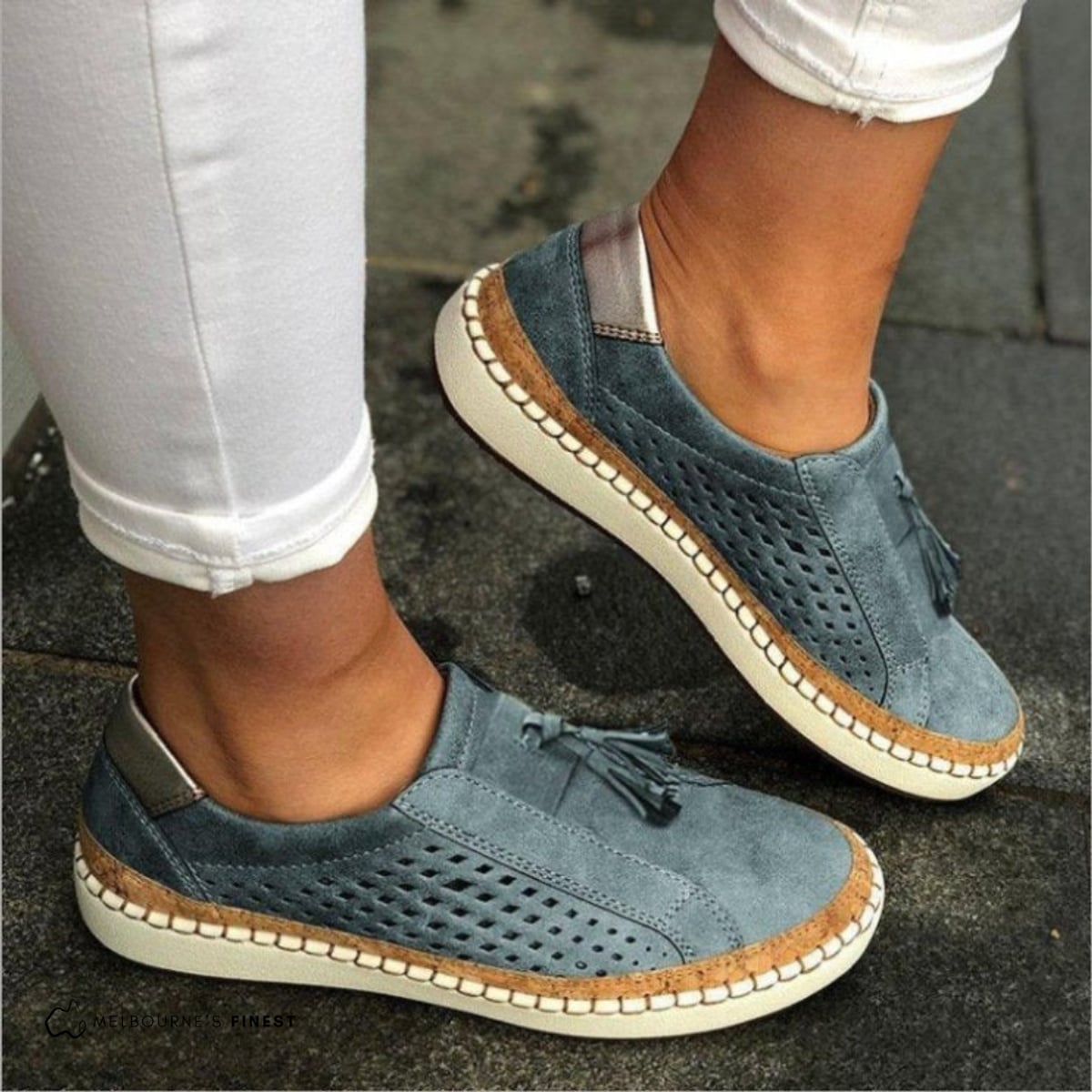 slip-on femme semelle anatomique en bleu