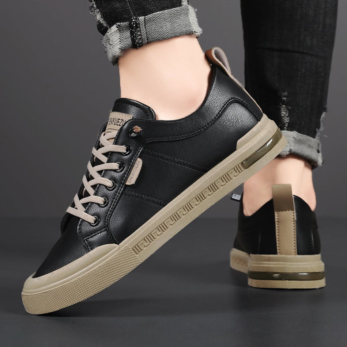sneakers homme bicolore low-top