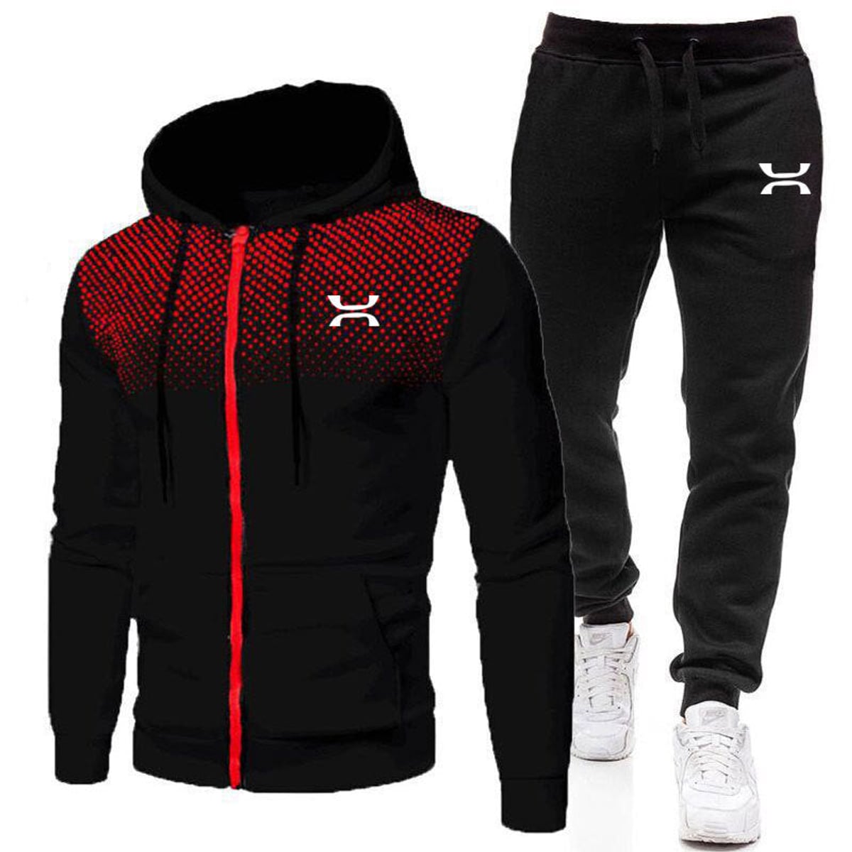 survêtement homme zippé à capuche en noir