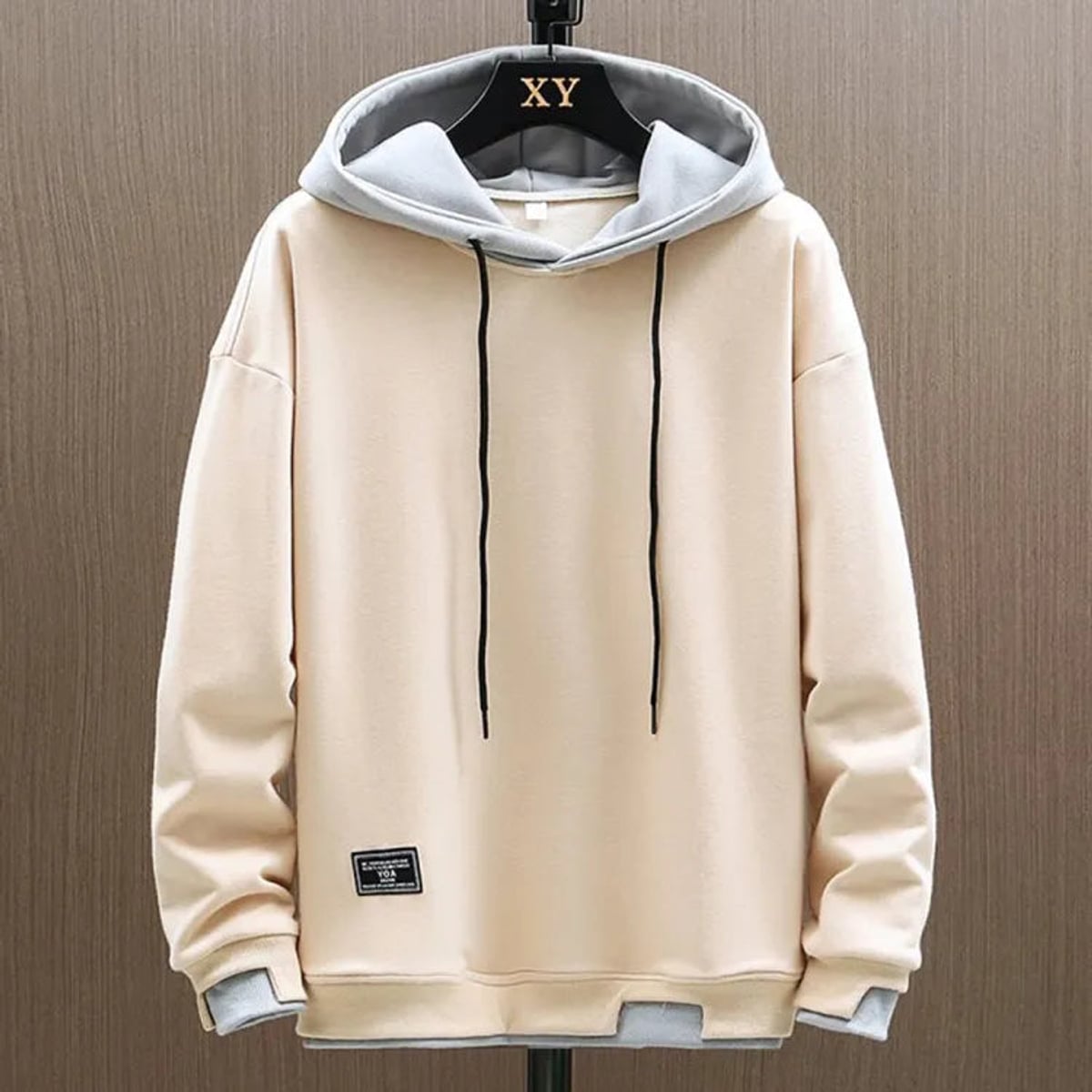 sweat à capuche homme coupe oversize en beige
