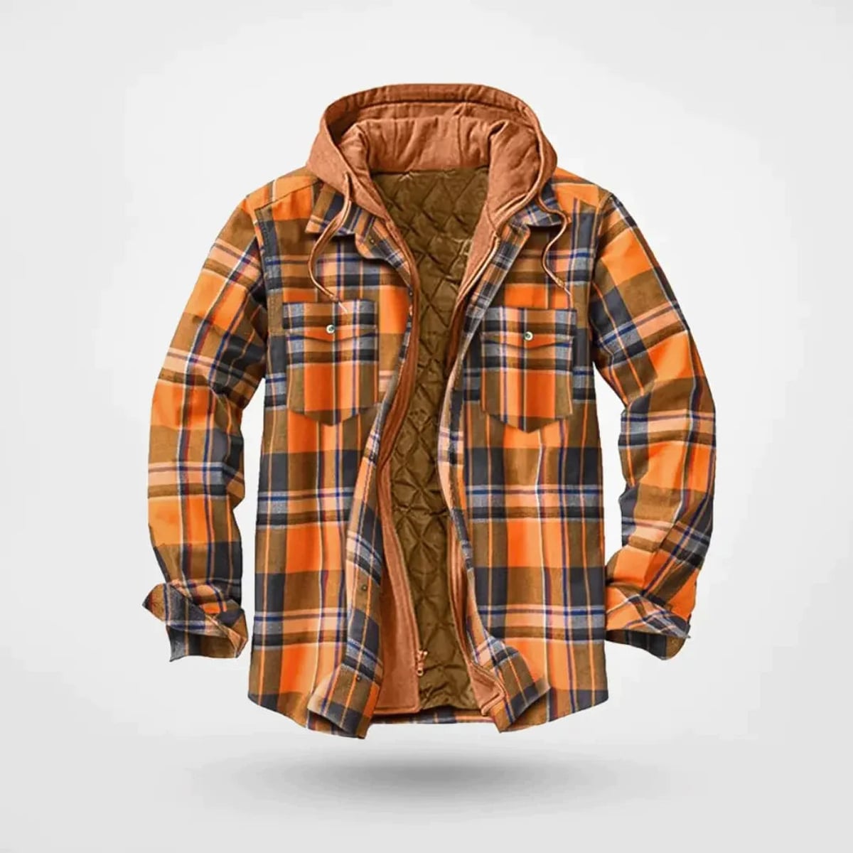 sweat à capuche homme coupe regular à carreaux en orange