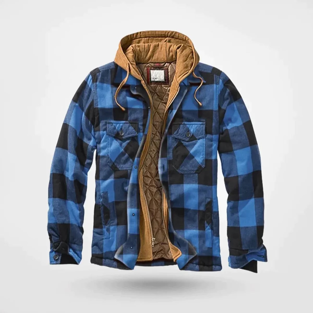sweat à capuche homme coupe regular à carreaux en bleu