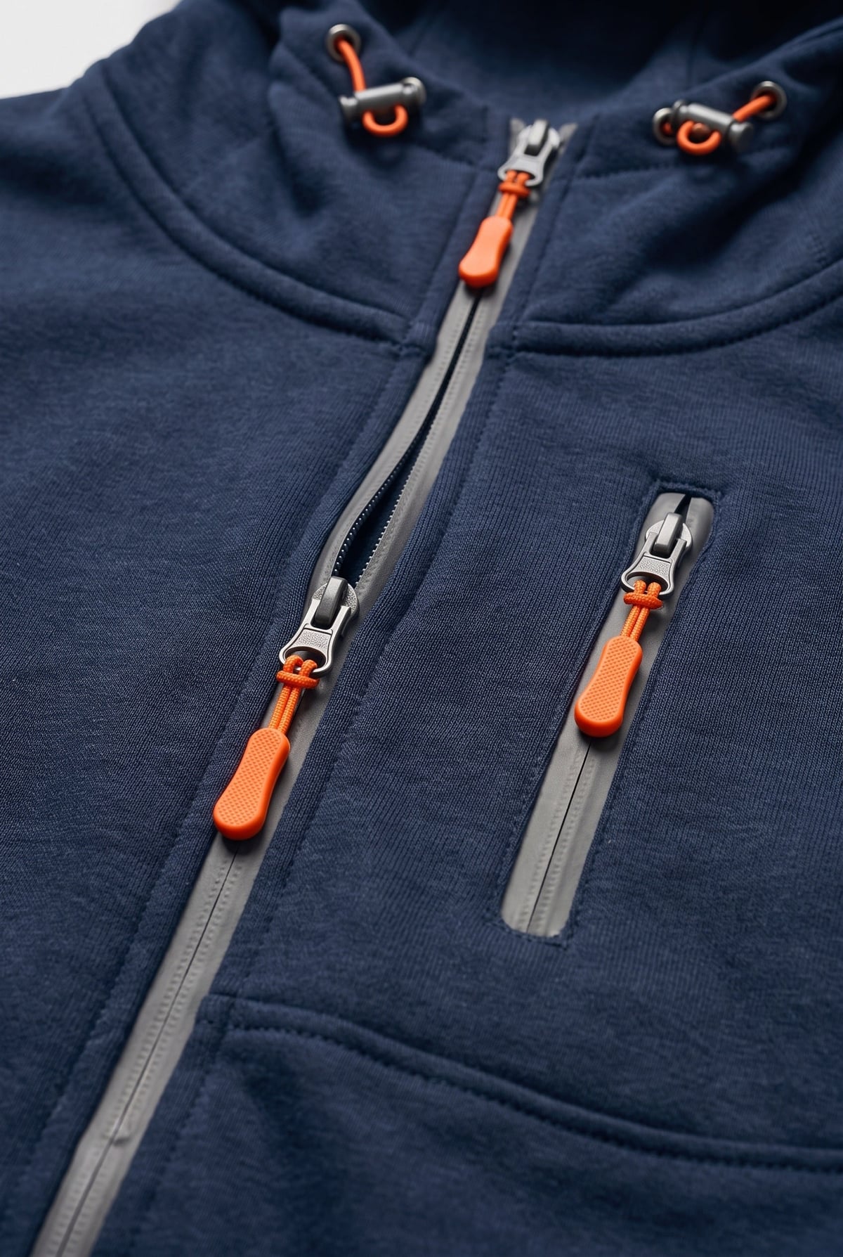 sweat à capuche homme zippé multi-poches en bleu marine