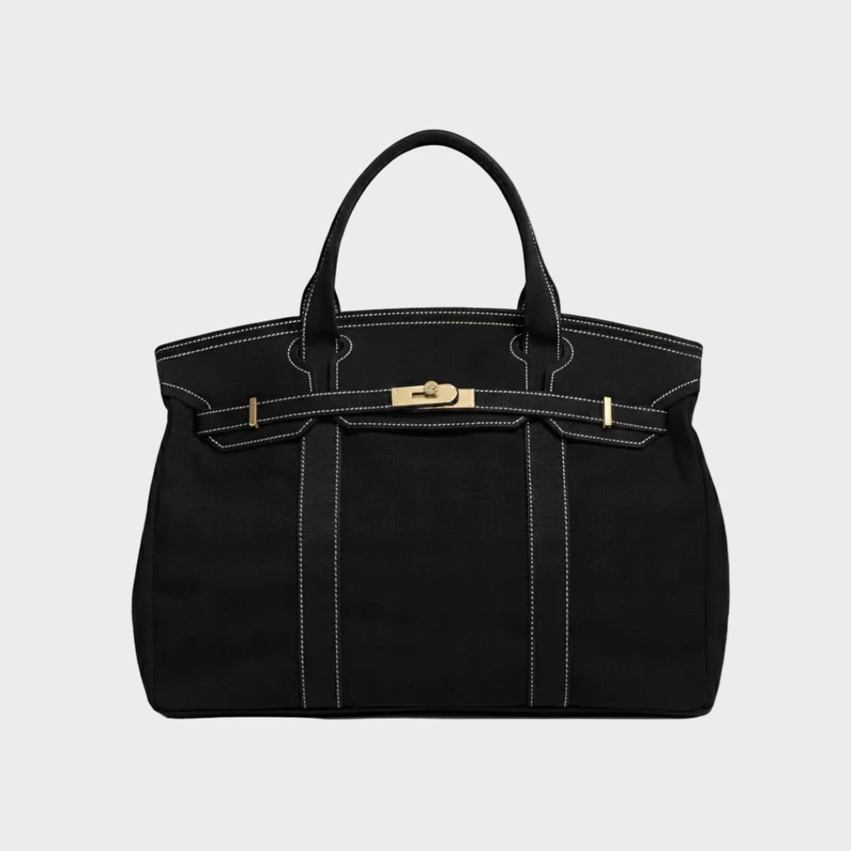 tote bag femme structuré anse courte en noir uni