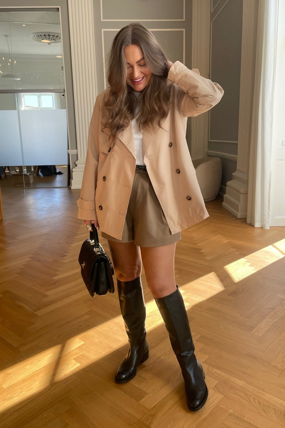 trench court femme oversize croisé