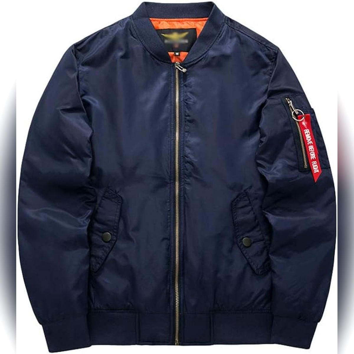 veste bomber homme col montant zippée en bleu marine