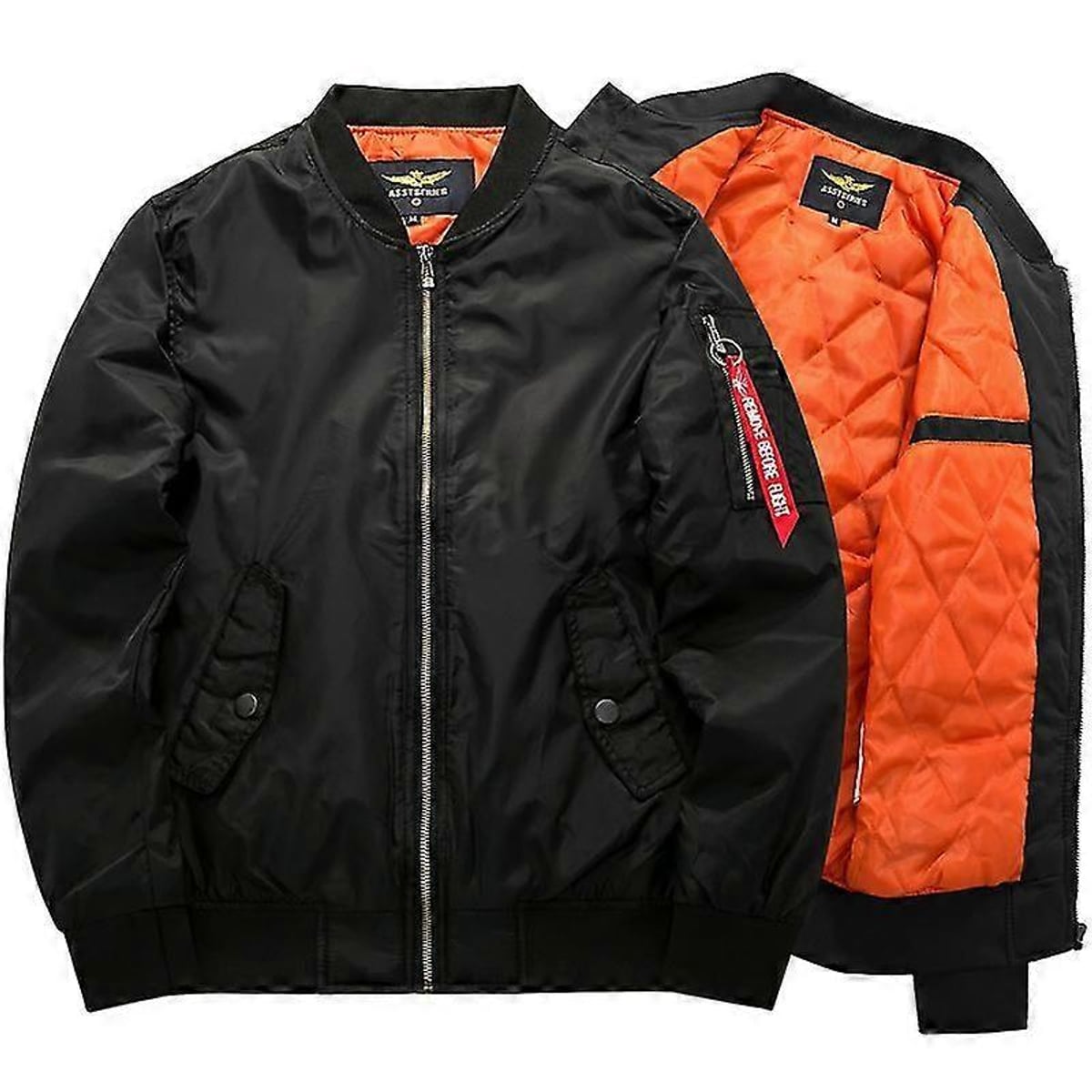veste bomber homme col montant zippée en noir