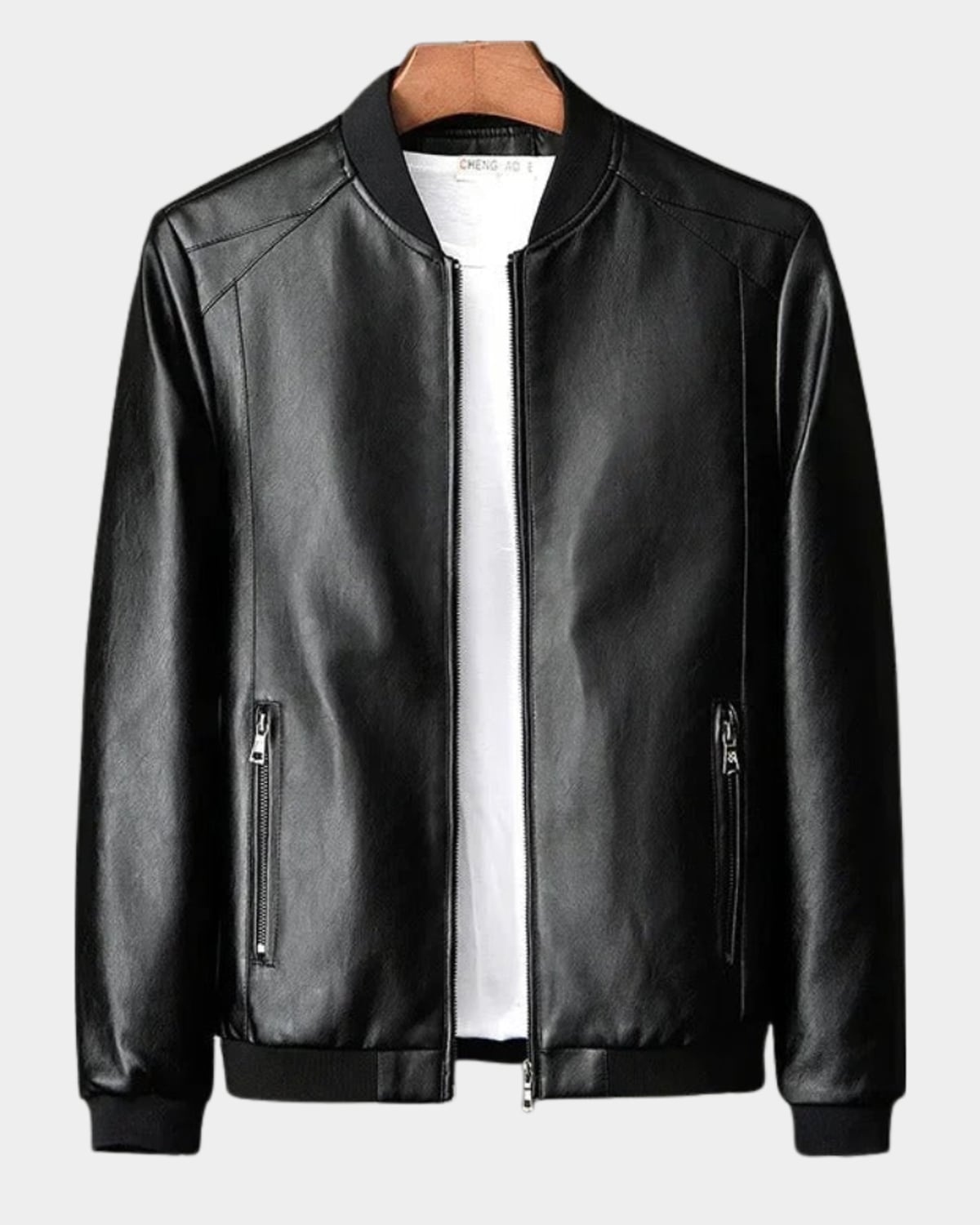 veste bomber homme col rond zippée en noir