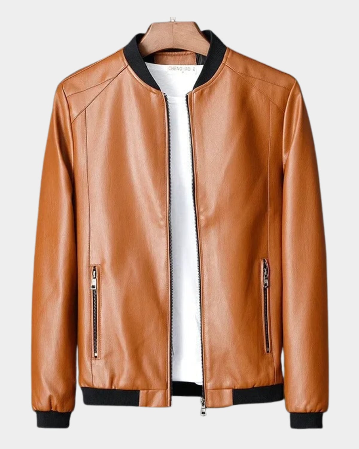 veste bomber homme col rond zippée orange