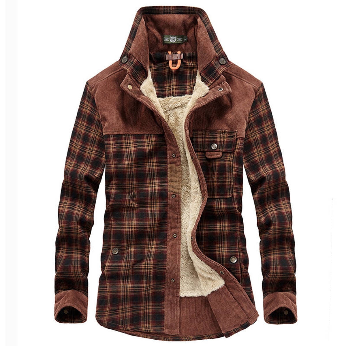 veste chemise homme coupe ajustée à carreaux en brun rougeâtre