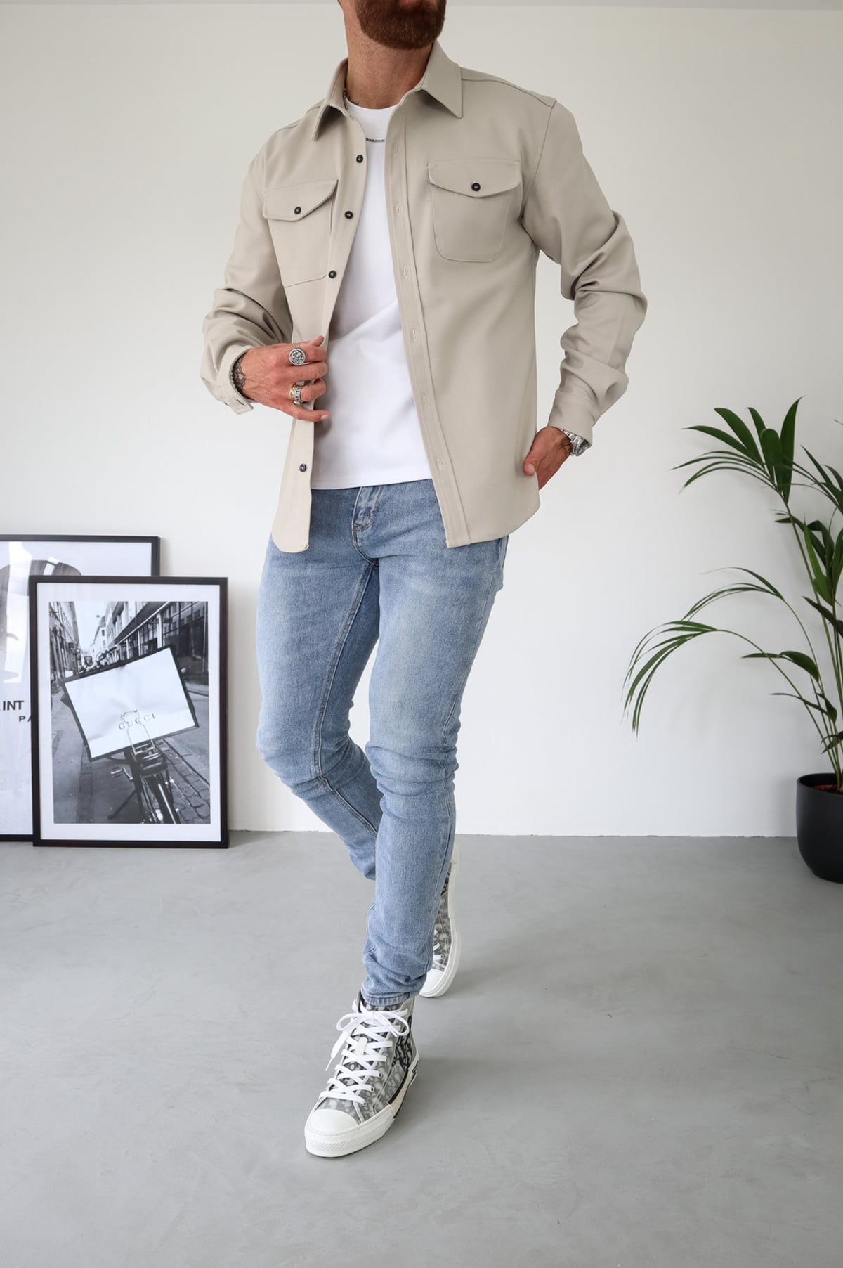 veste chemise homme manches longues poches poitrine
