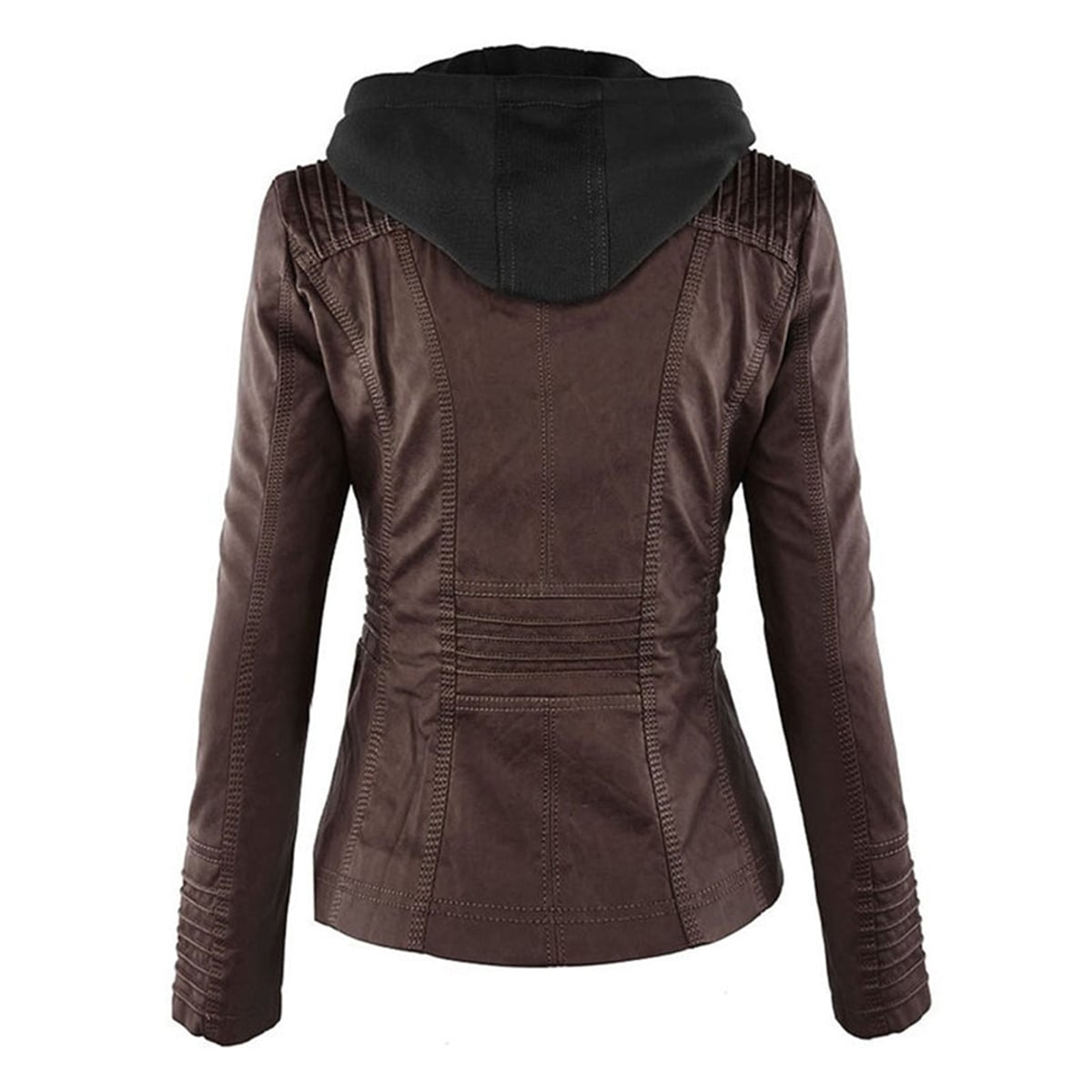 veste courte femme coupe ajustée à capuche en marron
