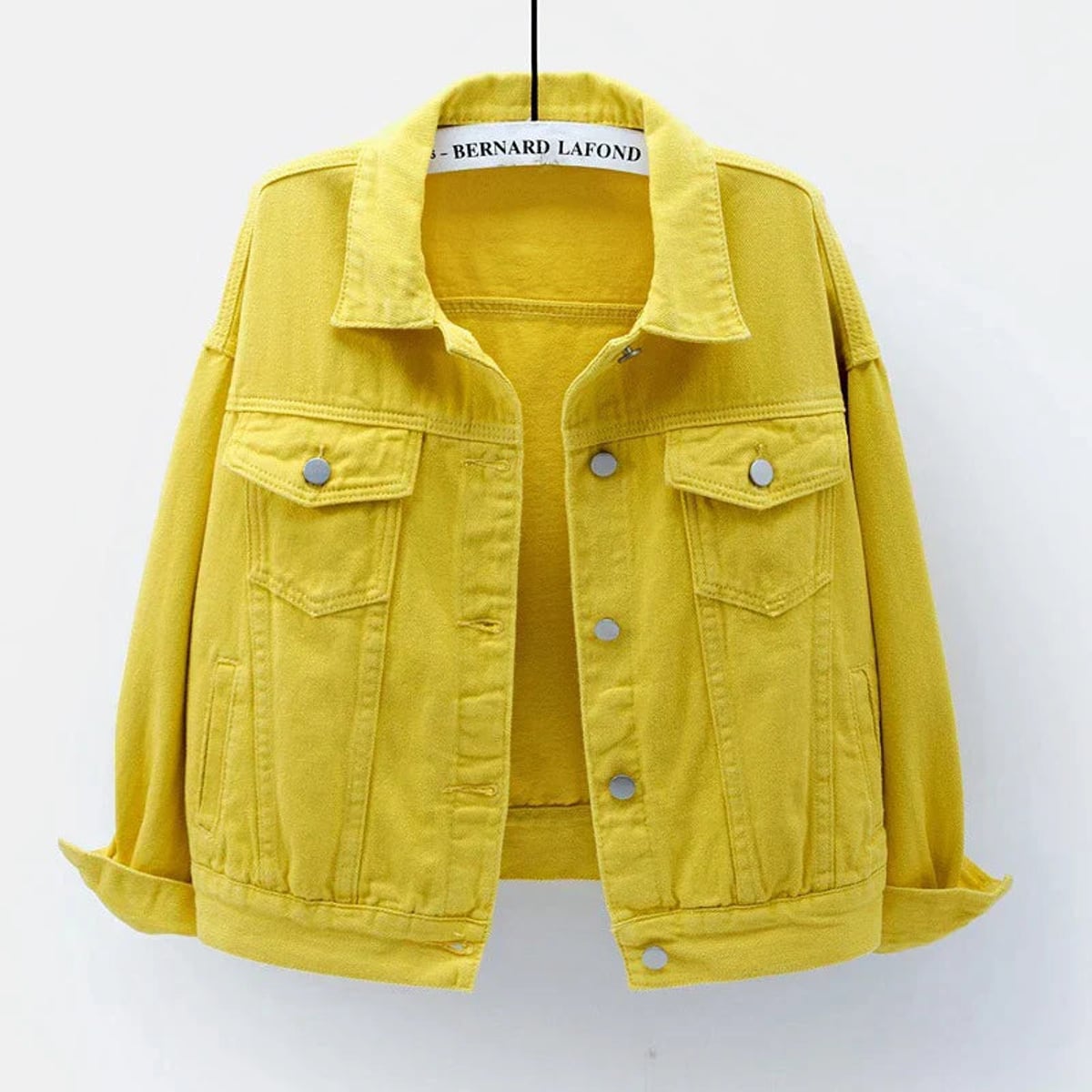 veste femme coupe droite col chemise en jaune