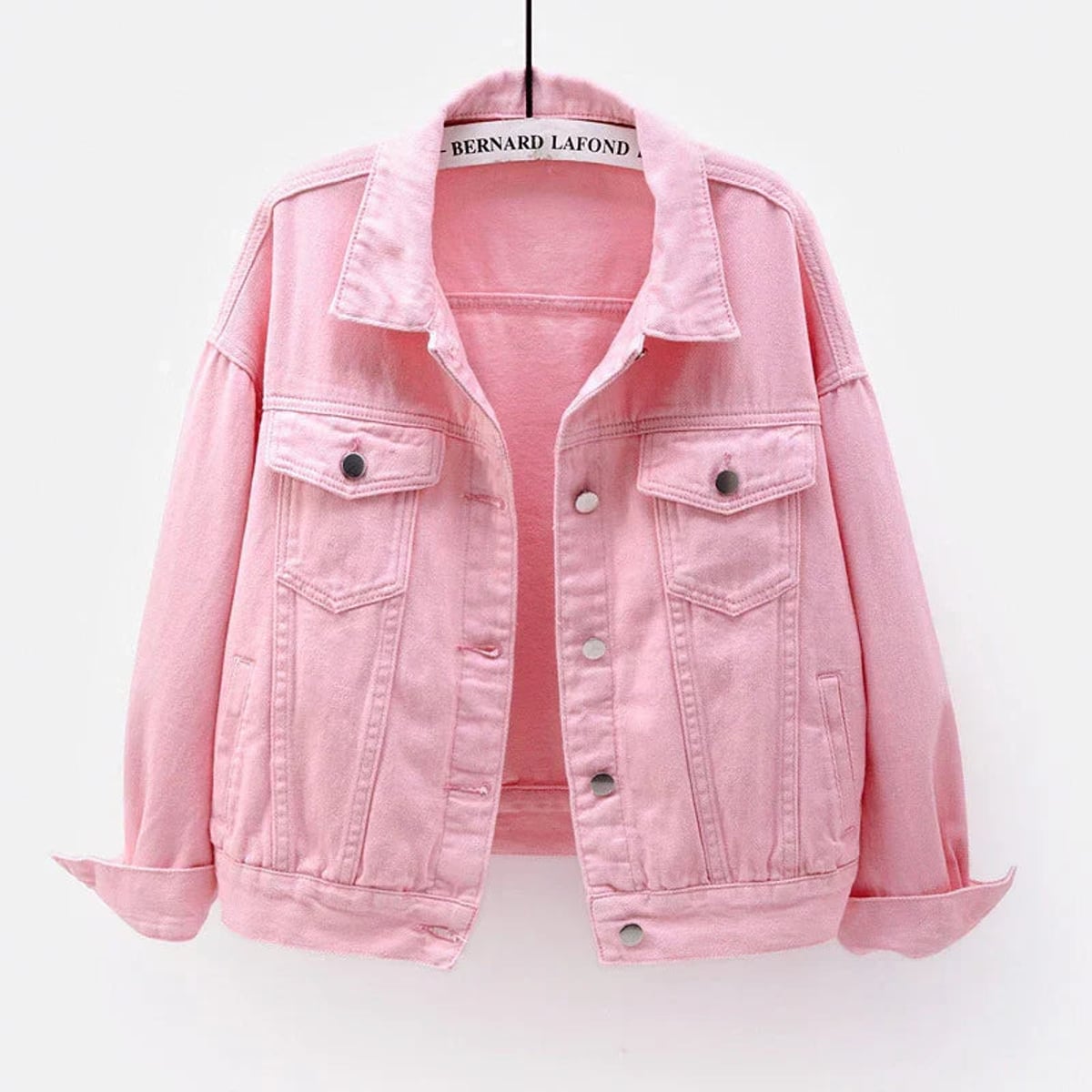 veste femme coupe droite col chemise en rose