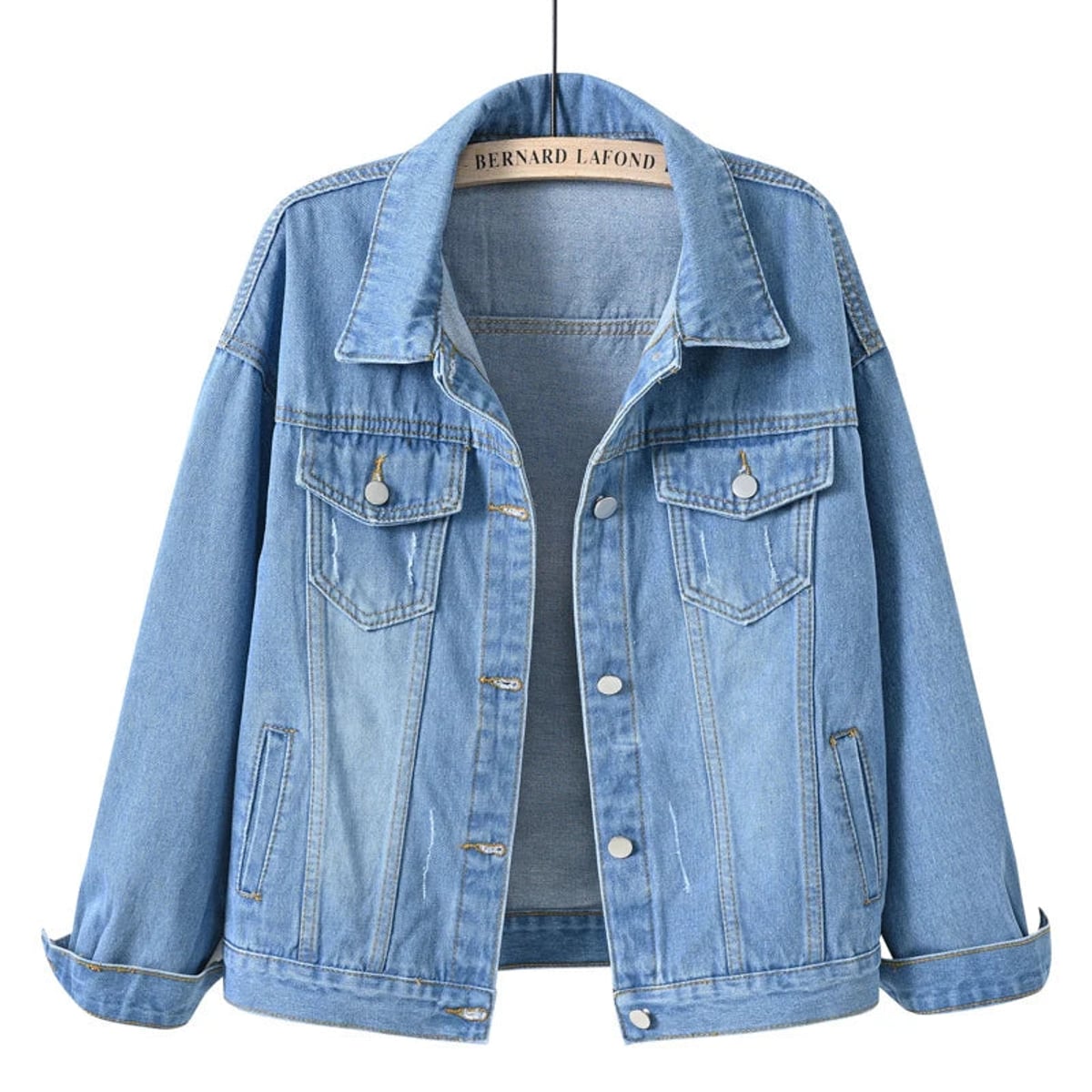 veste femme coupe droite col chemise en bleu