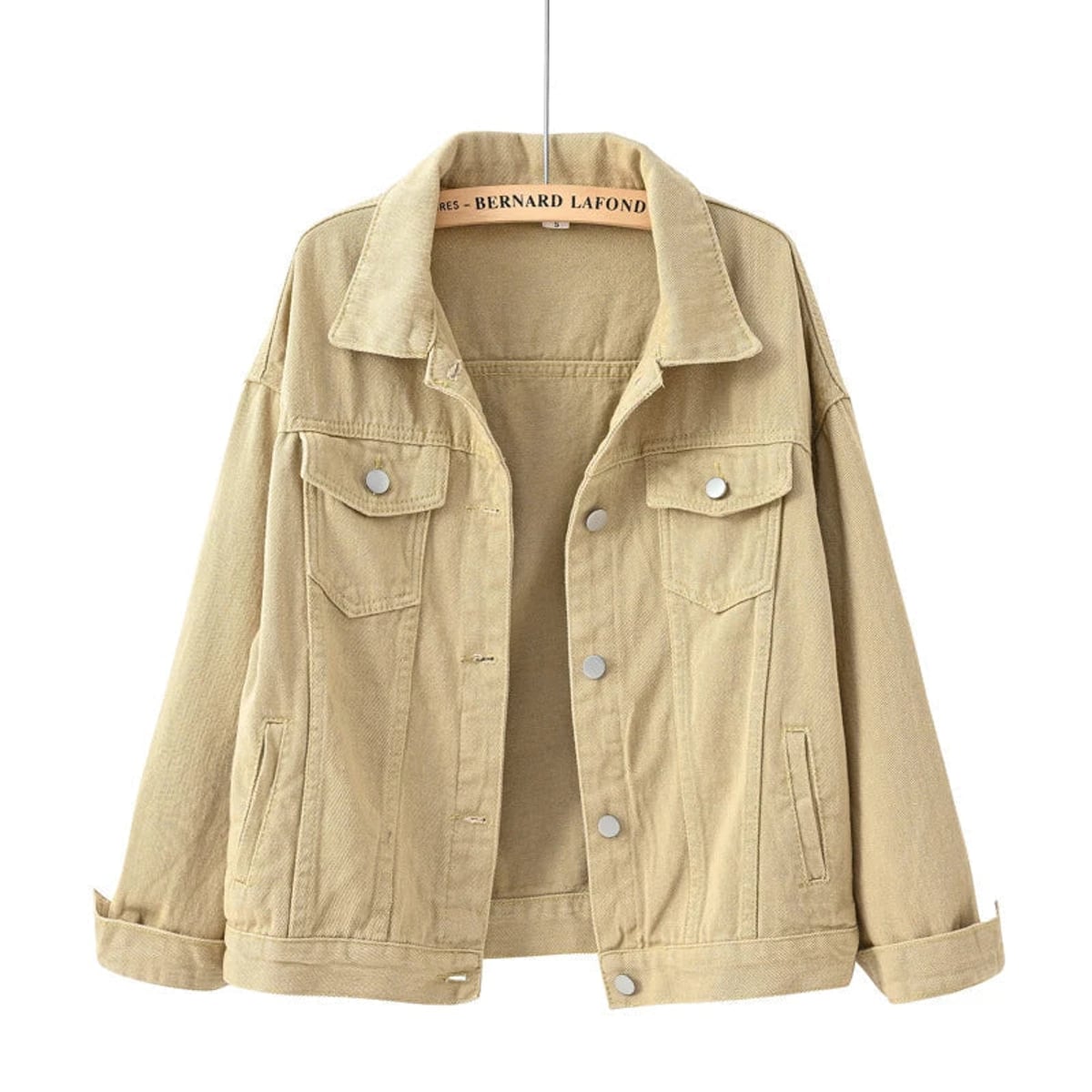 veste femme coupe droite col chemise en beige