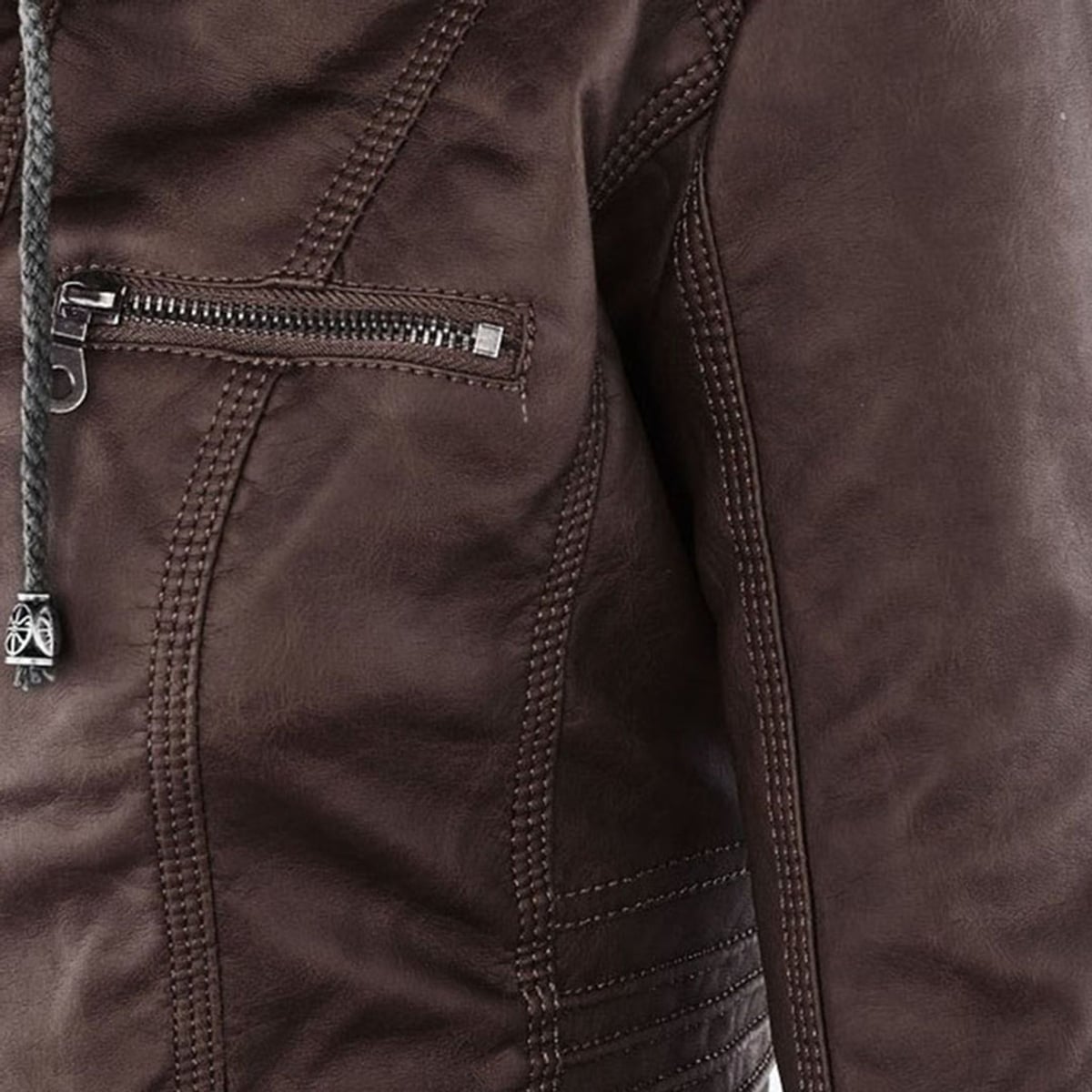veste femme courte à capuche zippée en marron