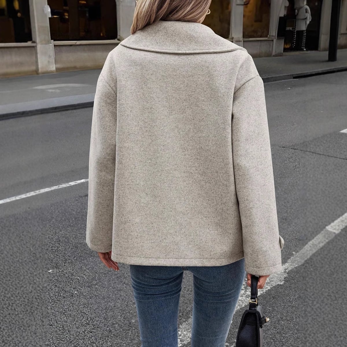 veste femme oversize col à revers boutonnée