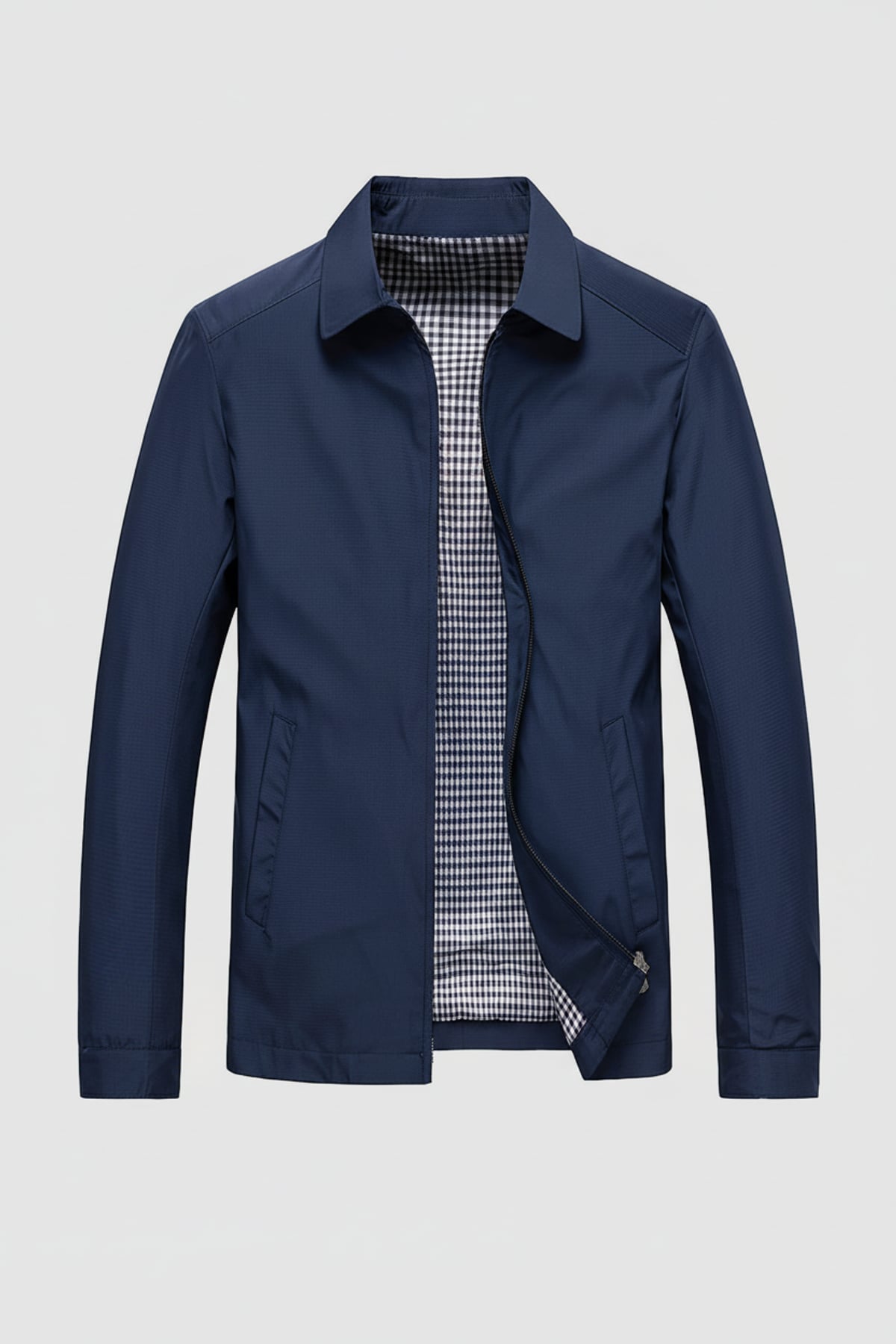 veste harrington homme col rabattu zippée en marine