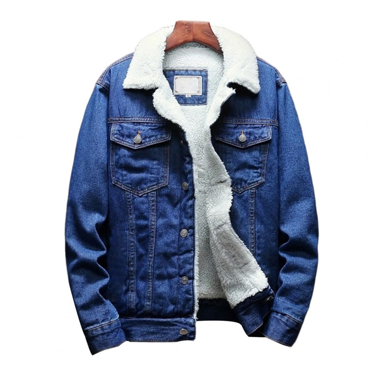 veste hiver homme doublée col revers en bleu foncé