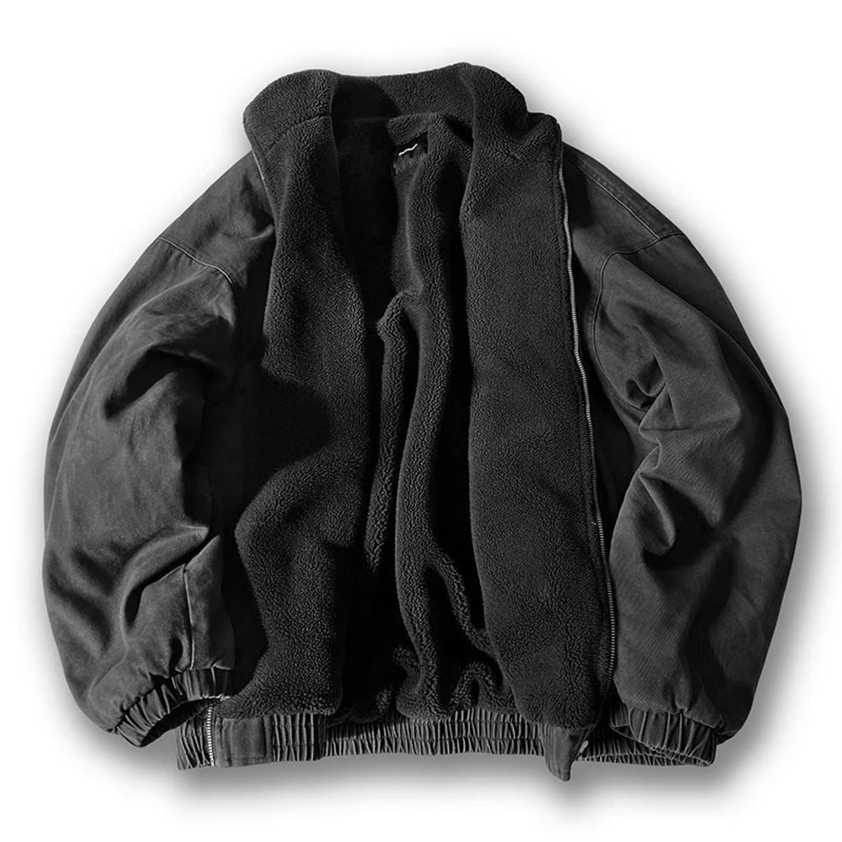 veste hiver homme oversize col montant zippée en gris