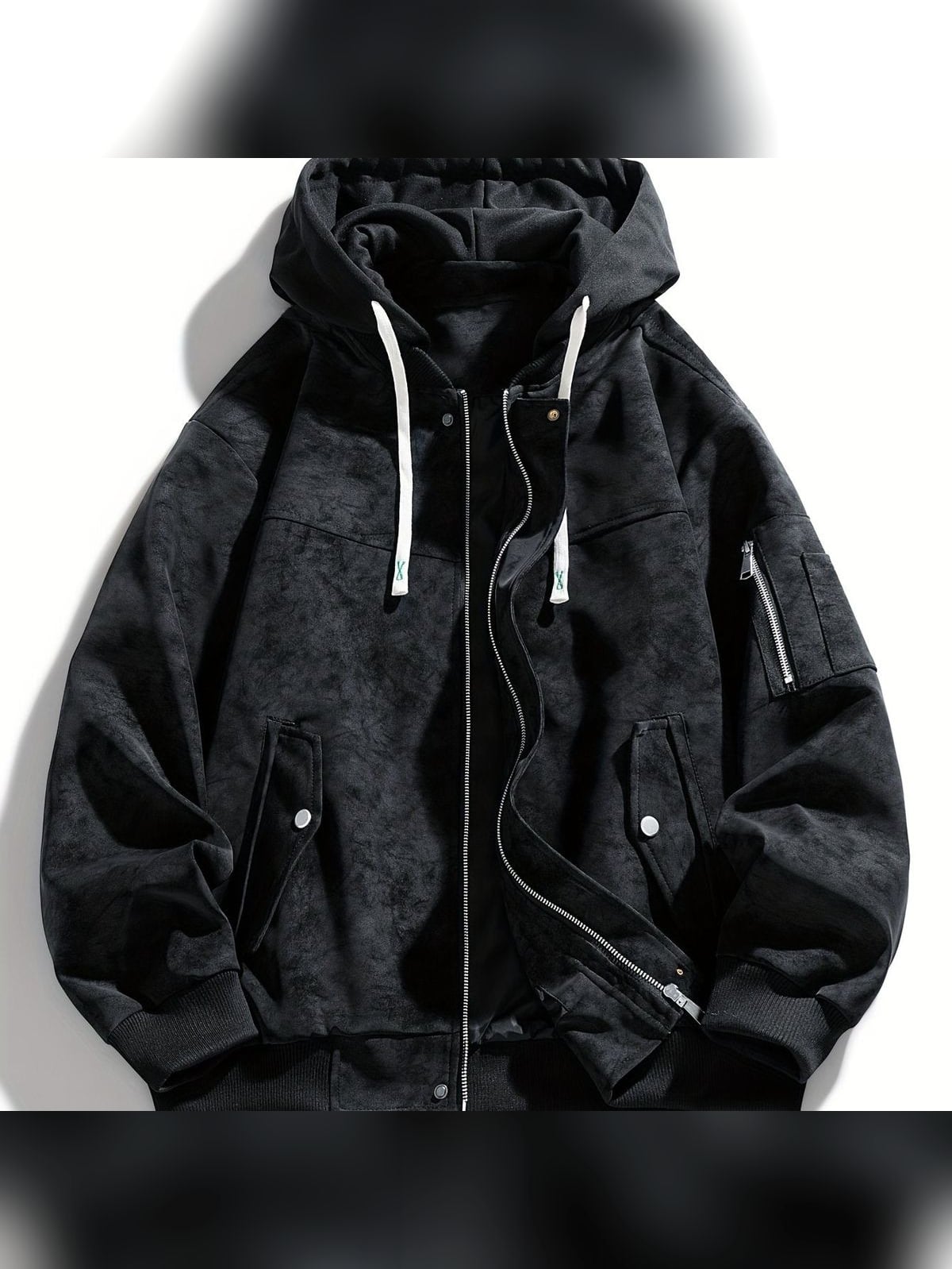 veste homme à capuche oversize zippée en noir