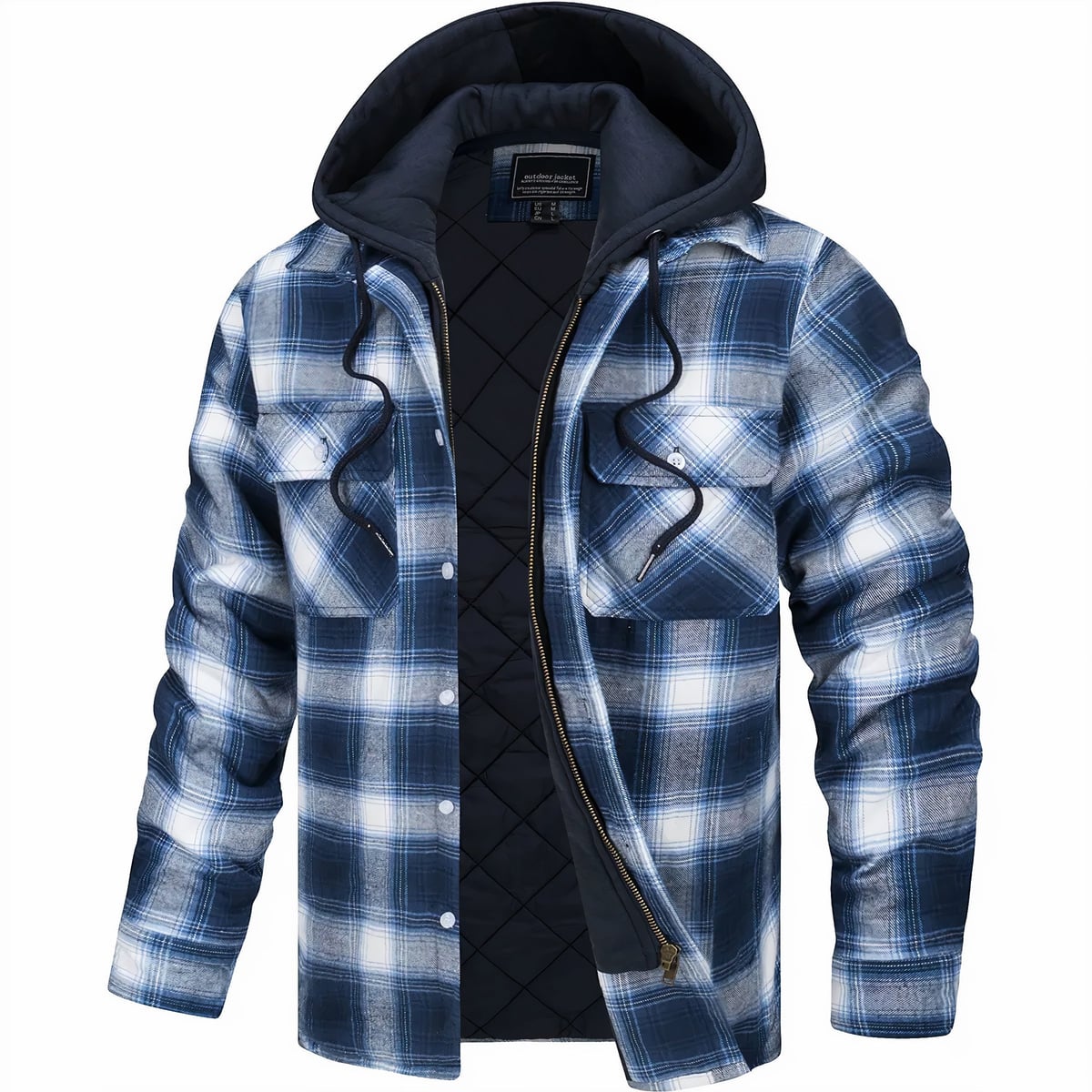 veste homme à carreaux coupe droite en bleu foncé