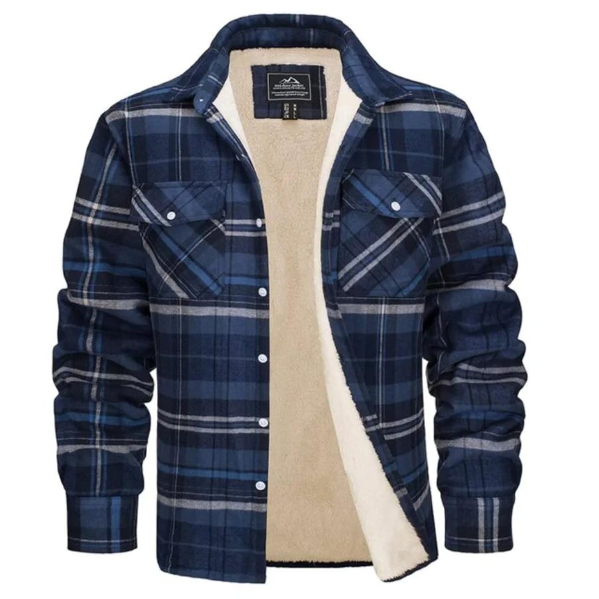 veste homme carreaux coupe droite en bleu gris