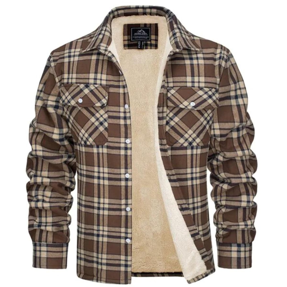 veste homme carreaux coupe droite en kaki